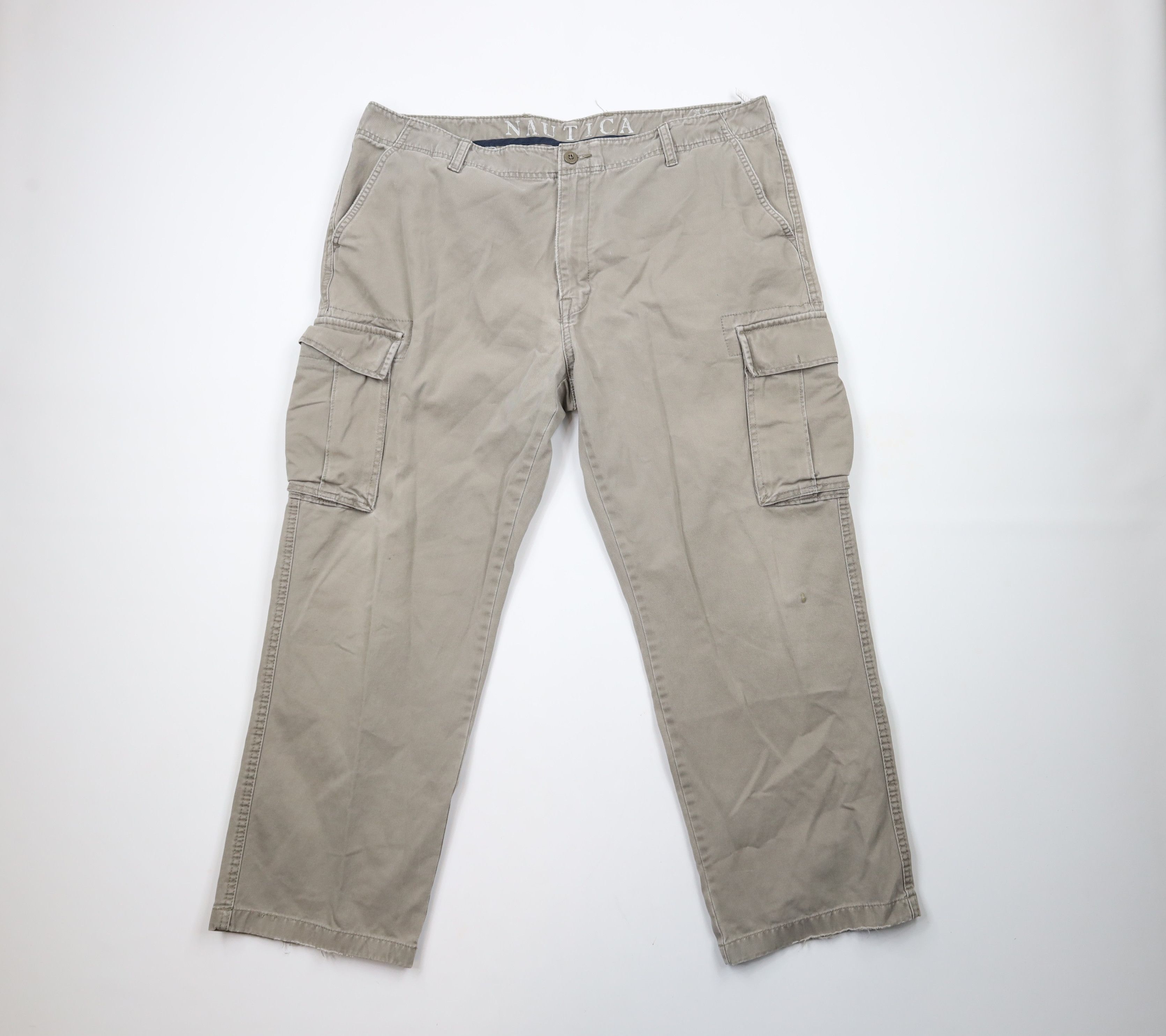 Nautica × Vintage Vintage 90s Nautica Baggy Fit Wide Leg Cargo Pants Beige Size US 40 / EU 56 - 1 Thumbnail