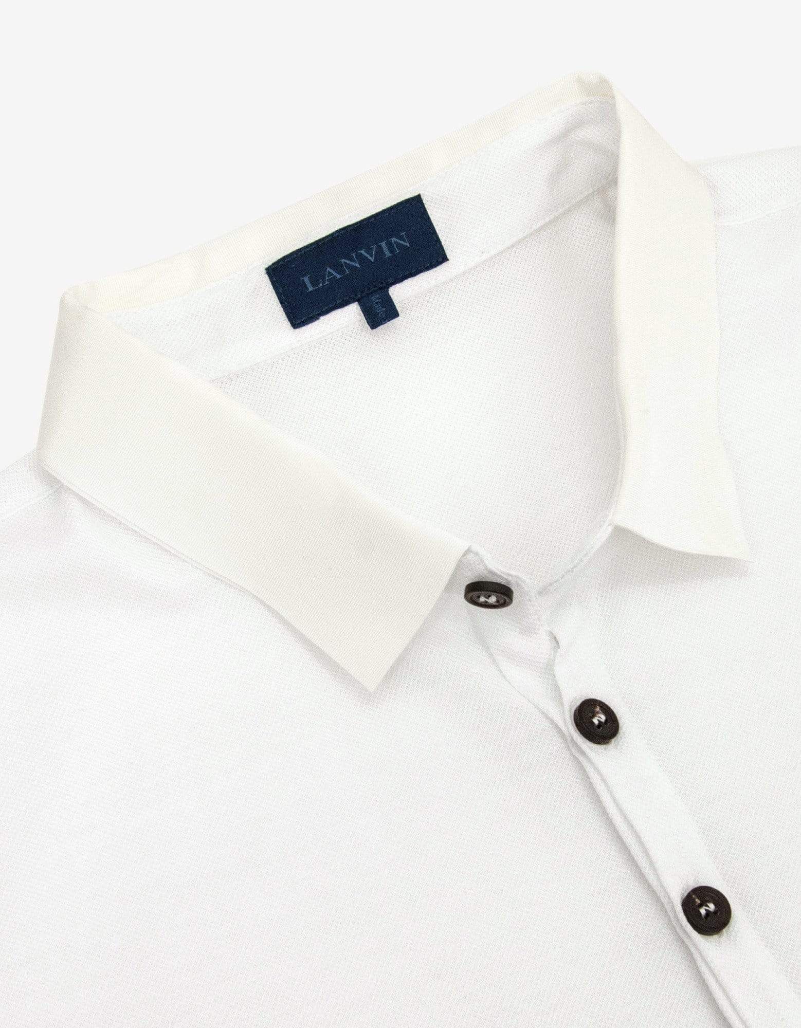Lanvin White Slim Polo T-Shirt with Grosgrain Collar Size US XXL / EU 58 / 5 - 5 Thumbnail