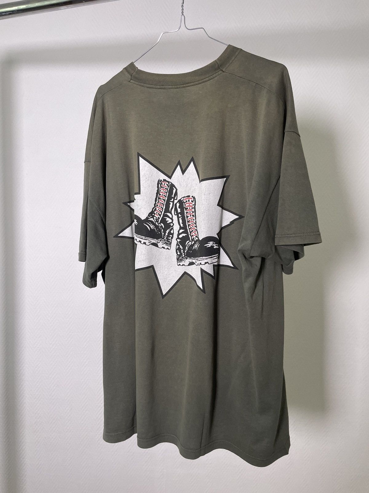 image of Band Tees x Vintage 90’S Agnostic Front Logo + Boots Tee Size XL in Olive, Men's