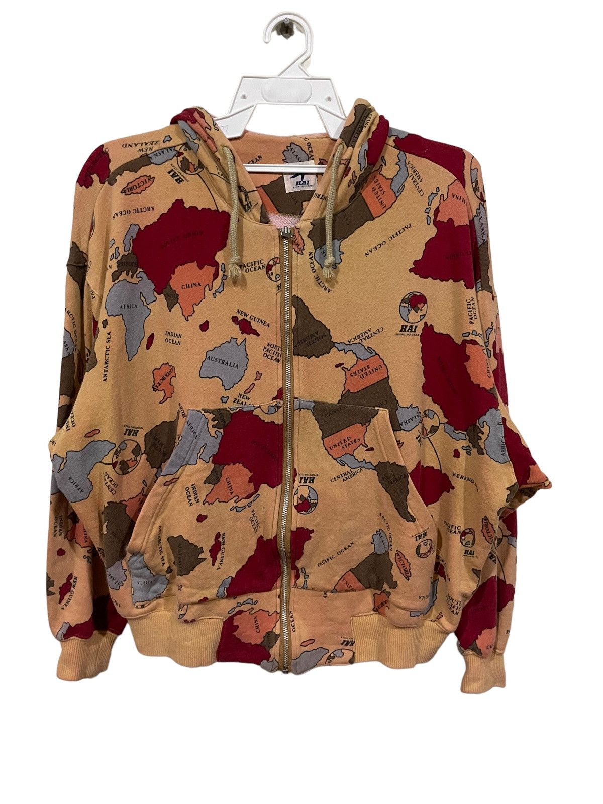 Hai Sporting Gear Issey Miyake Hai Sporting Gear 80s AOP Map Distressed Hoodie Size US M / EU 48-50 / 2 - 1 Thumbnail