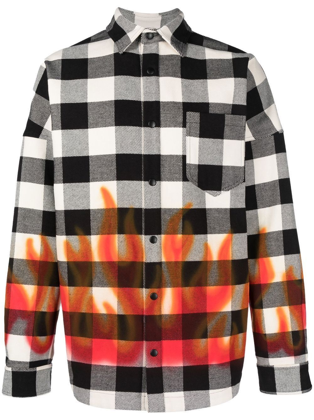 image of Palm Angels Palm Angel Check Shirt Jacket Flannel Winter Long Sleeve in White/Black, Men's (Size XL