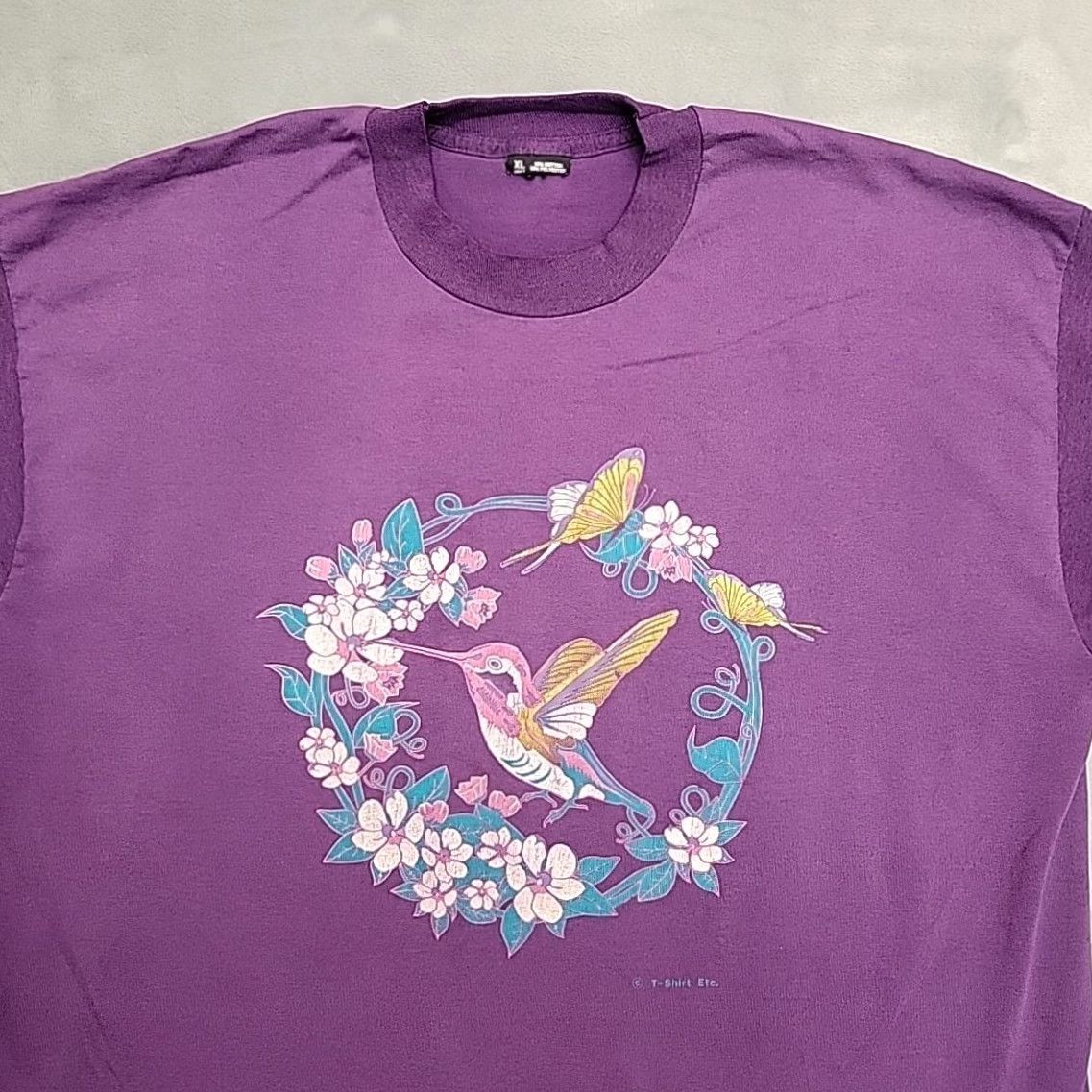 Vintage Hummingbird Shirt Womens Mens Large Purple Nature Outdoors Single Stitch 80s TEE Size L / US 10 / IT 46 - 3 Thumbnail