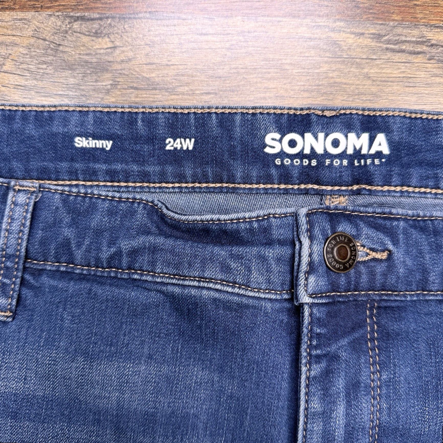Vintage Sonoma Jeans Womens 24W Everyday High Rise Stretch Skinny Nre Size 42" / US 20 - 4 Thumbnail