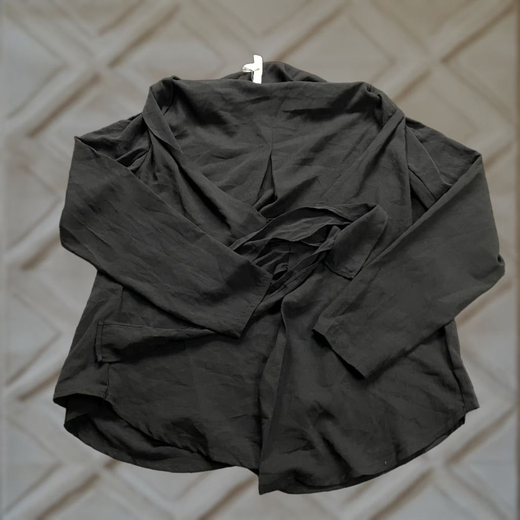 Hudson June & Hudson Wrapped Top Womens 1 Solid Black Long Sleeve Cover Up Work NWD New Size XS / US 0-2 / IT 36-38 - 1 Thumbnail