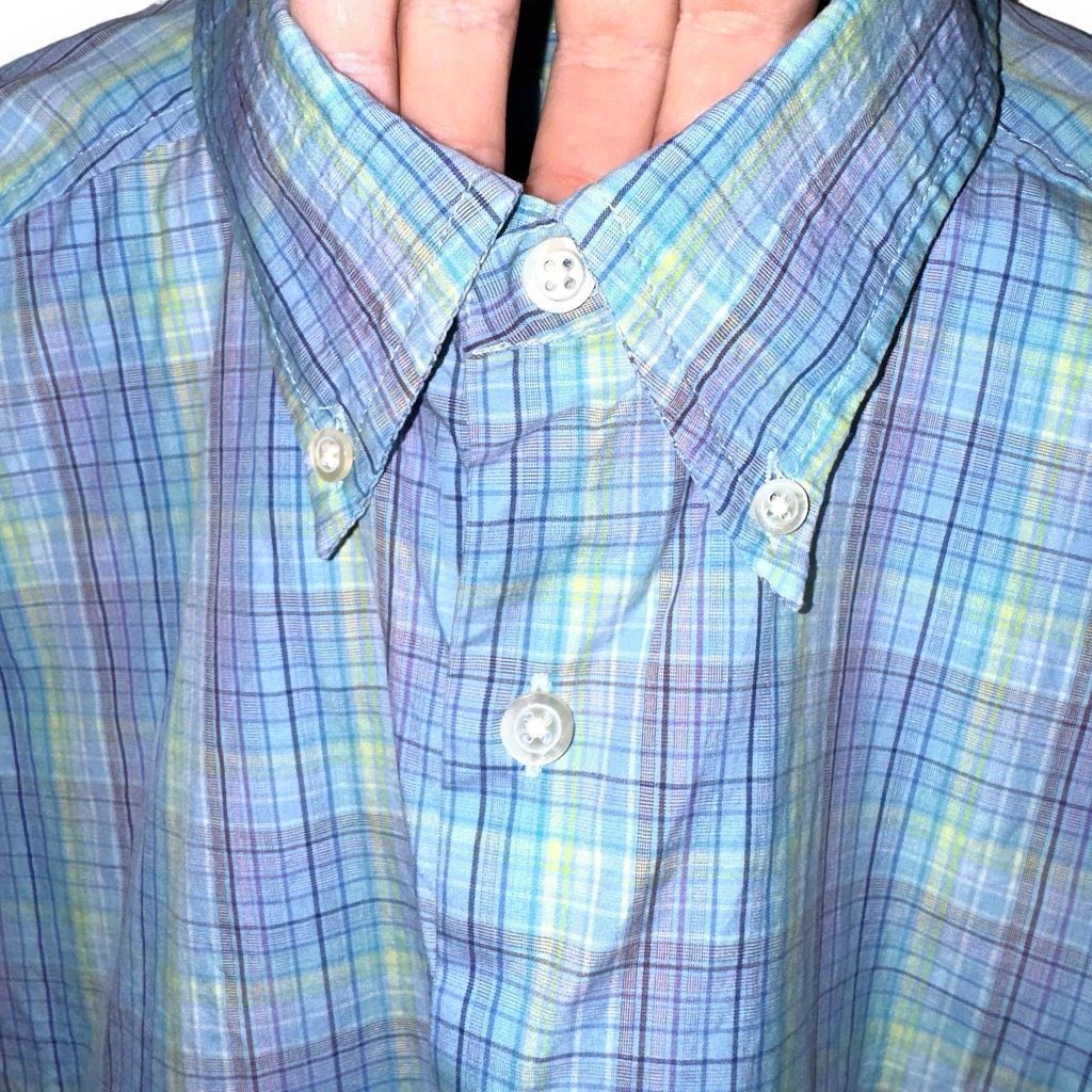 Robert Talbott Talbots for Men Teal Blue Check Twill Button Down Shirt L Size US L / EU 52-54 / 3 - 3 Thumbnail