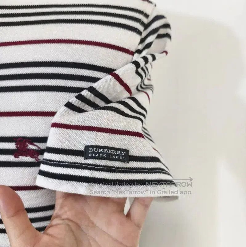 Burberry Burberry Men's Summer White Striped Polo Shirt. Size US M / EU 48-50 / 2 - 3 Thumbnail