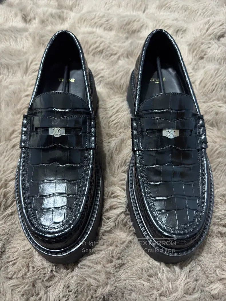 Celine CELINE Crocodile Embossed Triumph Loafers Size US 10 / EU 43 - 1 Thumbnail