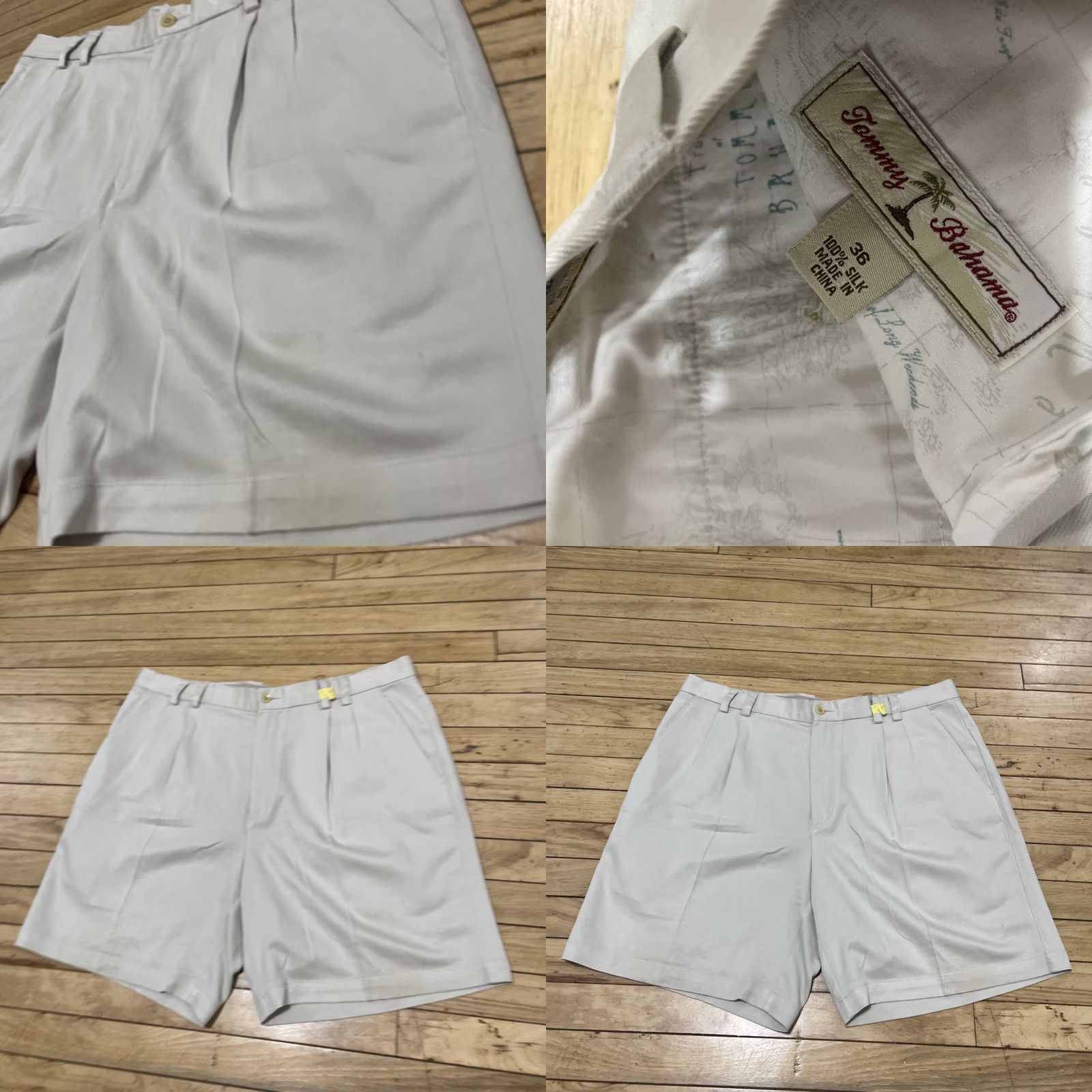 Tommy Bahama VINTAGE Tommy Bahama Pleated Silk Shorts Men 36 Cream Ivory 7" Y2k Old Money Preppy Grunge 90s Beachy Nautical Casual Travel Pockets Mens Size US 36 / EU 52 - 10 Thumbnail