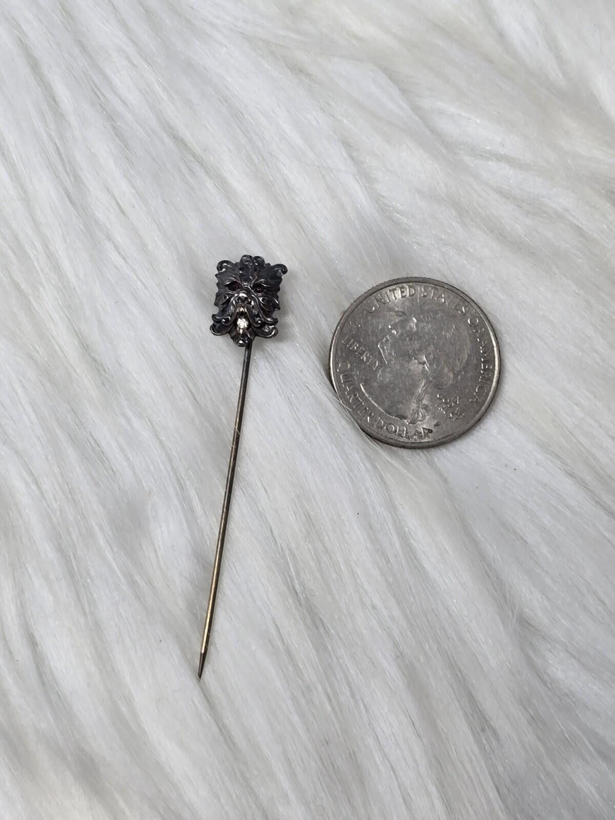 Other Antique Victorian Green Man Gargoyle Stickpin Diamond 925 Size ONE SIZE - 4 Thumbnail