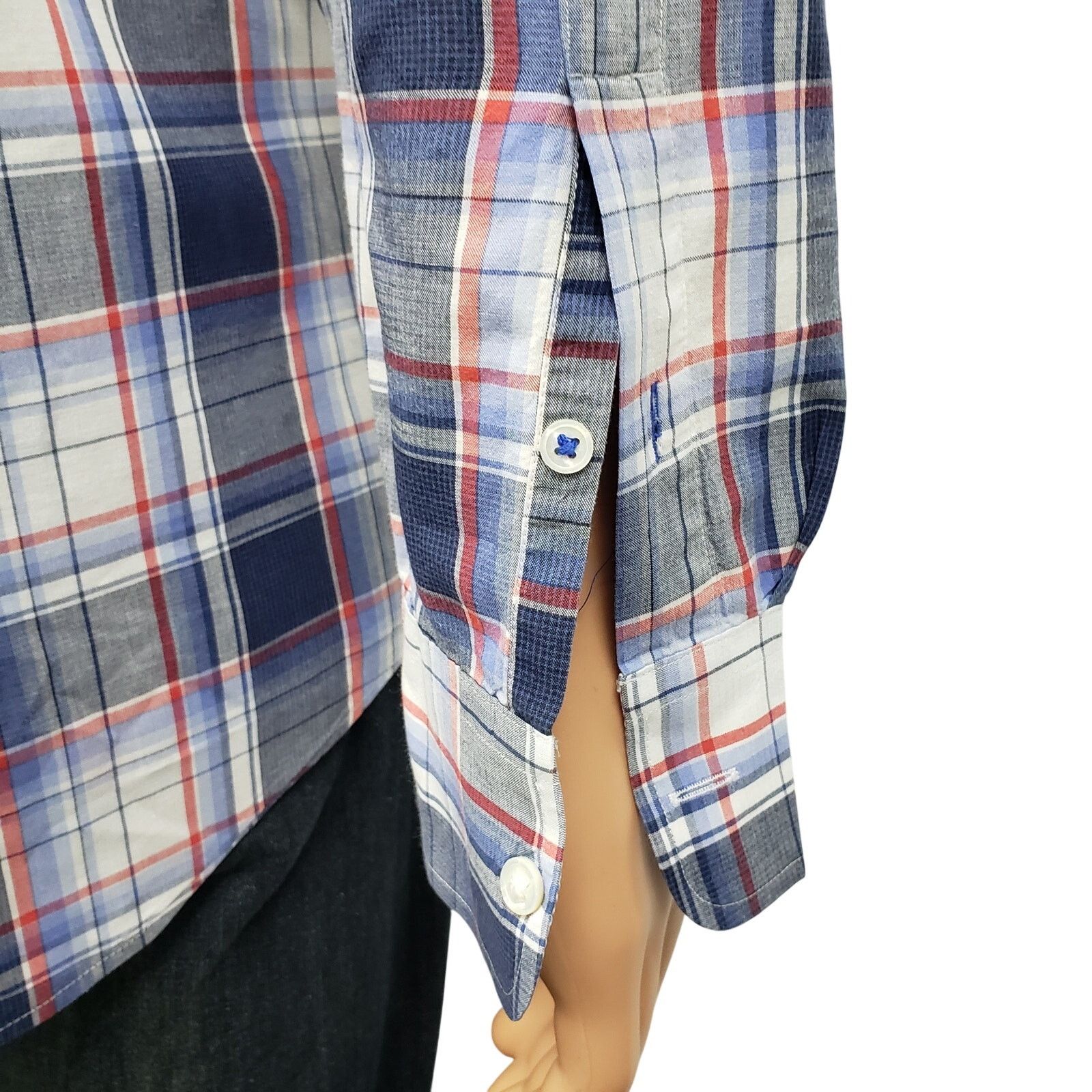 J.McLaughlin J. McLaughlin Contrast Collar Flip Cuff Shirt XL Plaid Check Size US XL / EU 56 / 4 - 10 Thumbnail