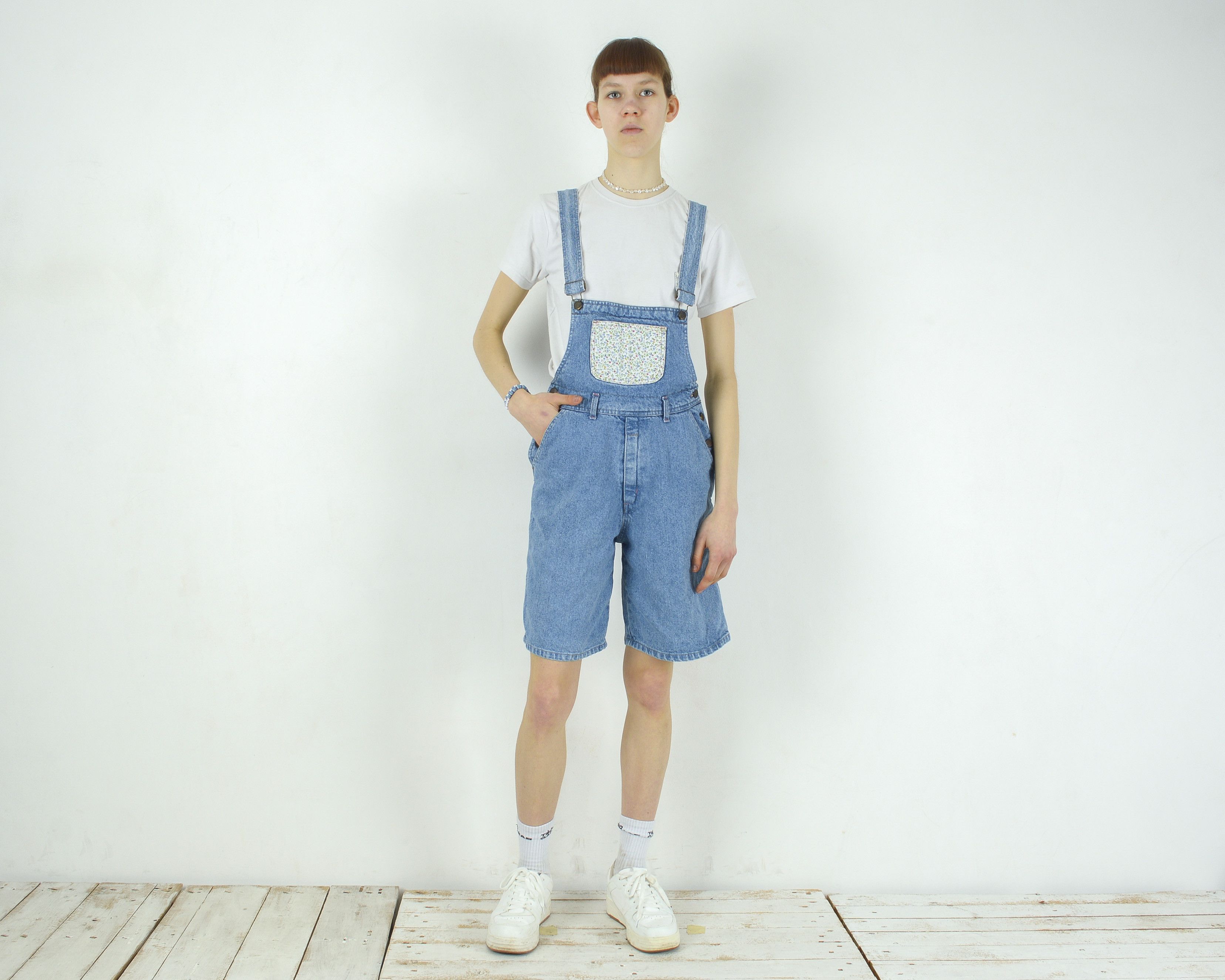 Other × Vintage Denim Shorts Overalls Jean Dungaree Jumpsuit Romper Playsuit Size 29" - 1 Thumbnail