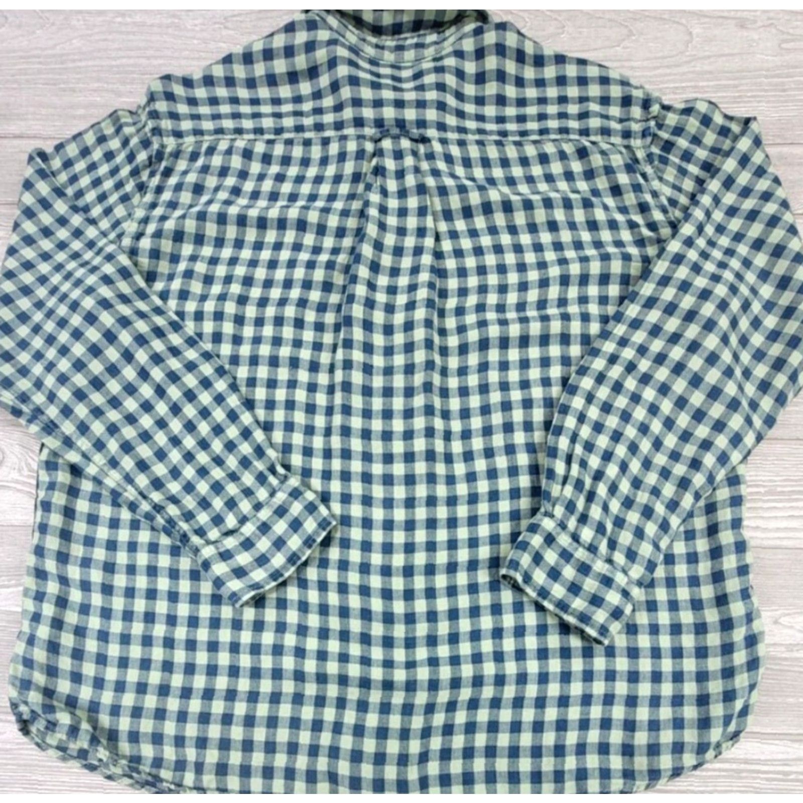 Orvis Orvis Men Active Fit Linen Blend Soft Gingham Blue Green Long Sleeve Shirt XL Size US XL / EU 56 / 4 - 4 Thumbnail