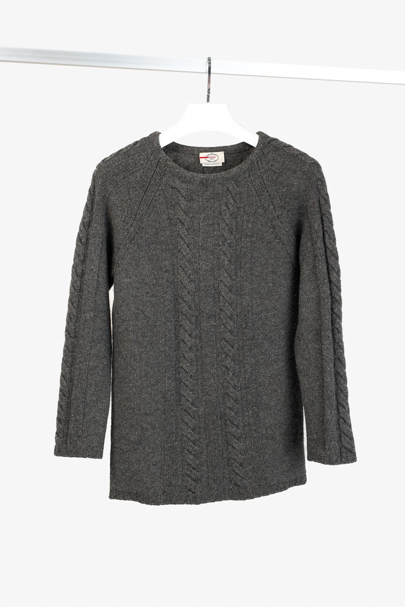 Prada Prada Grey Cable-Knit Raglan Sweater Size S / US 4 / IT 40 - 1 Thumbnail