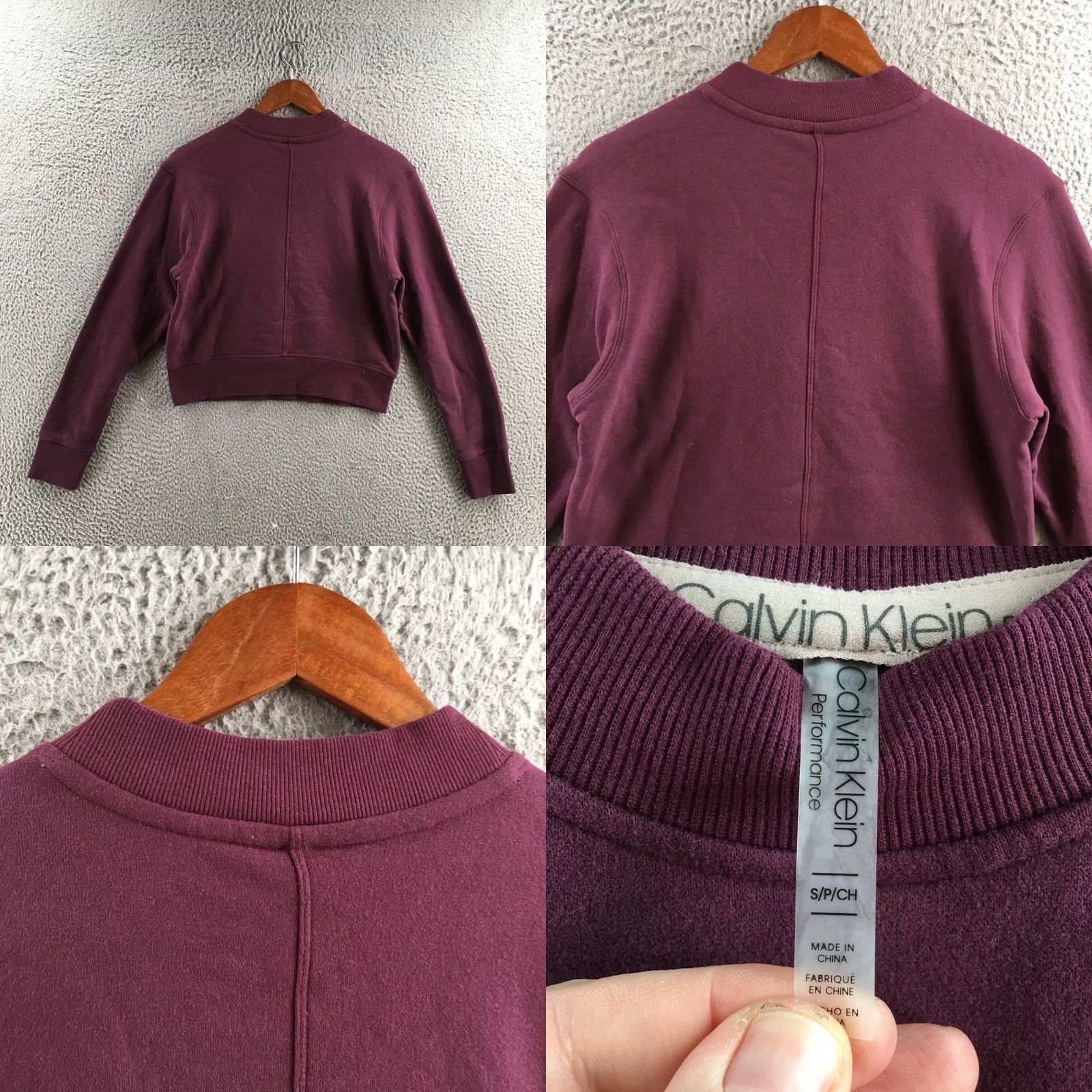 Calvin Klein Calvin Klein Sweatshirt Womens S Burgundy Cotton Blend Long Sleeve Crew Size S / US 4 / IT 40 - 8 Thumbnail