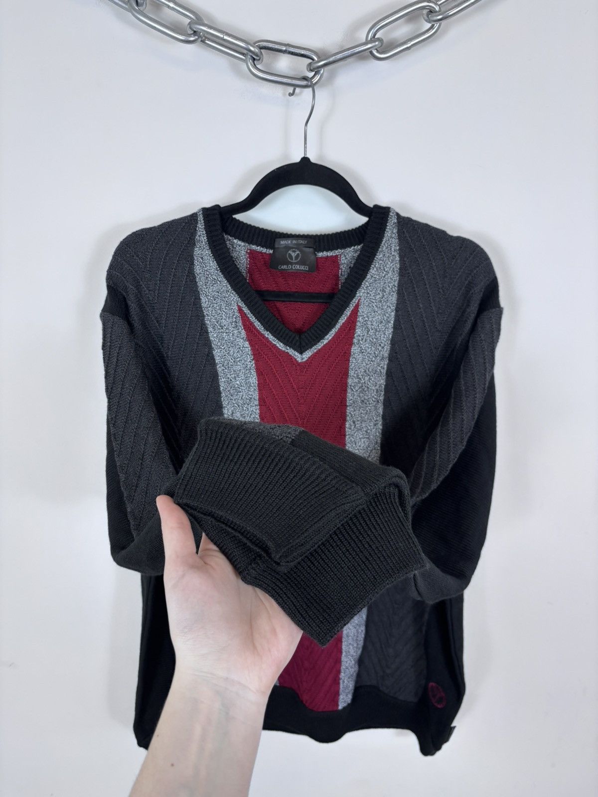 Carlo Colucci Carlo Colucci Vintage Men’s Wool Knit V-Neck Sweater Size US L / EU 52-54 / 3 - 6 Thumbnail