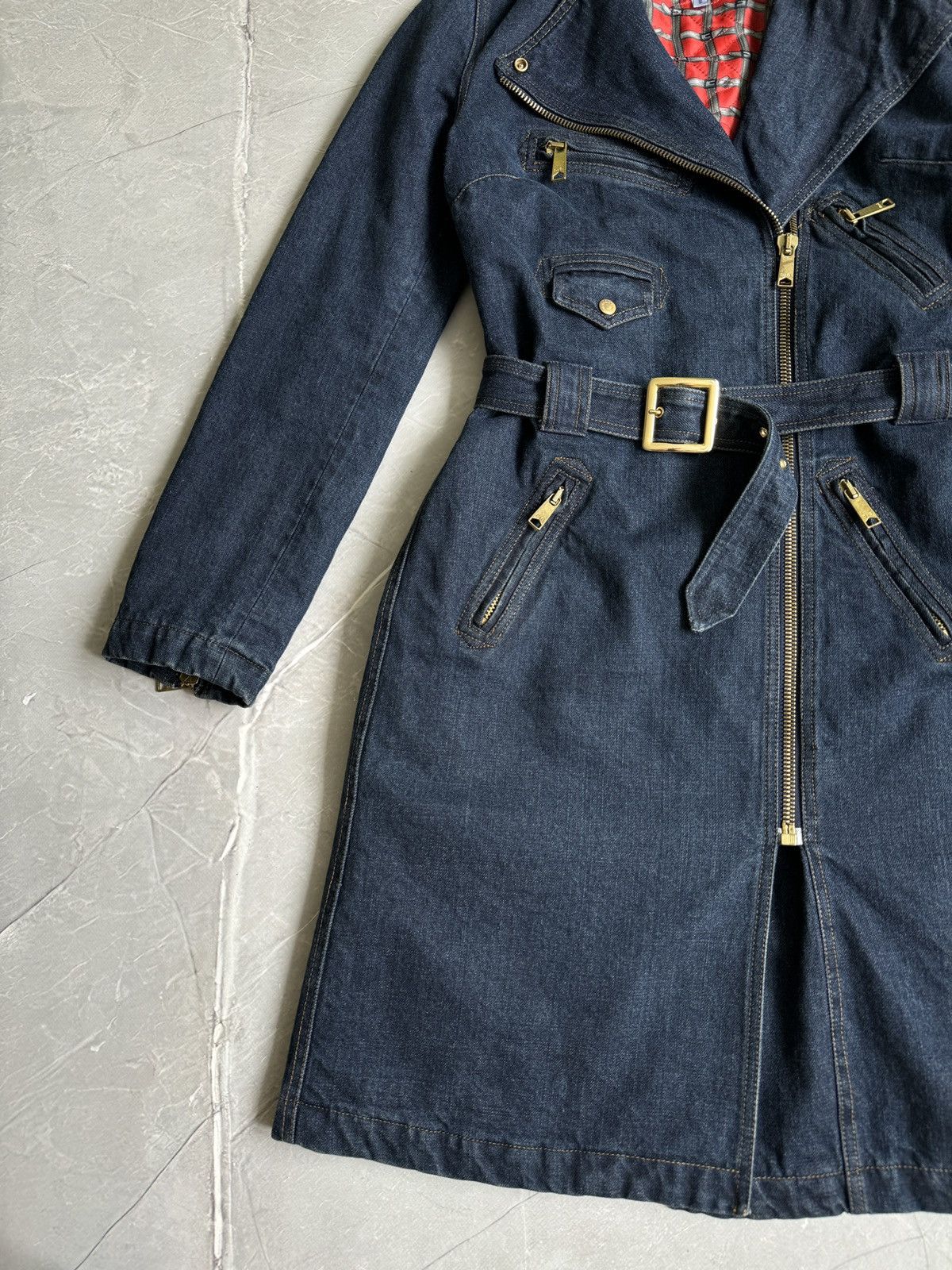 Dolce & Gabbana Vintage 00s Dolce & Gabbana Denim Biker Trench Coat Jacket Size S / US 4 / IT 40 - 6 Thumbnail