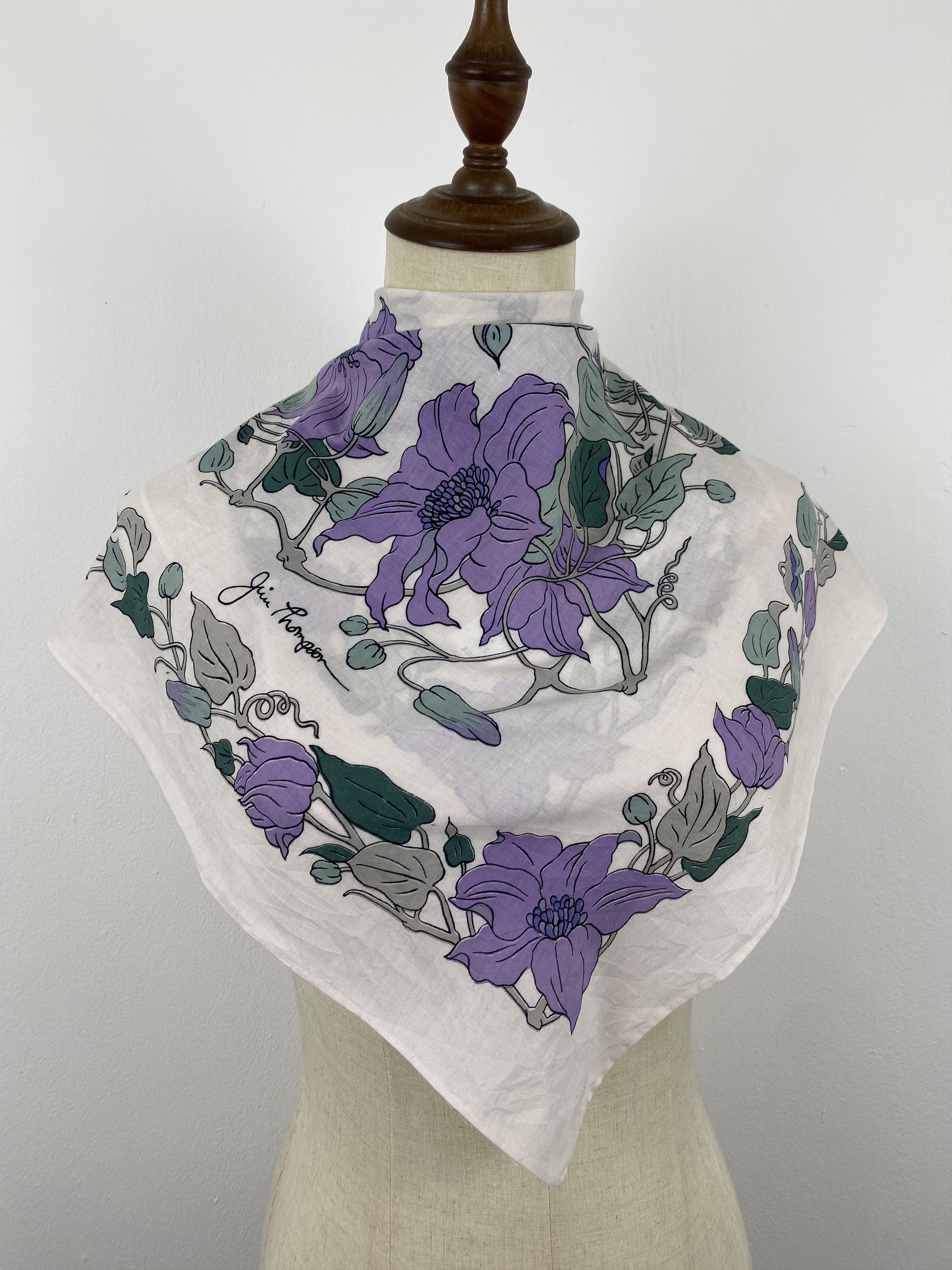 Jim Thompson Vintage Jim Thompson Floral Silk Scarf SN0108 Size ONE SIZE - 1 Thumbnail