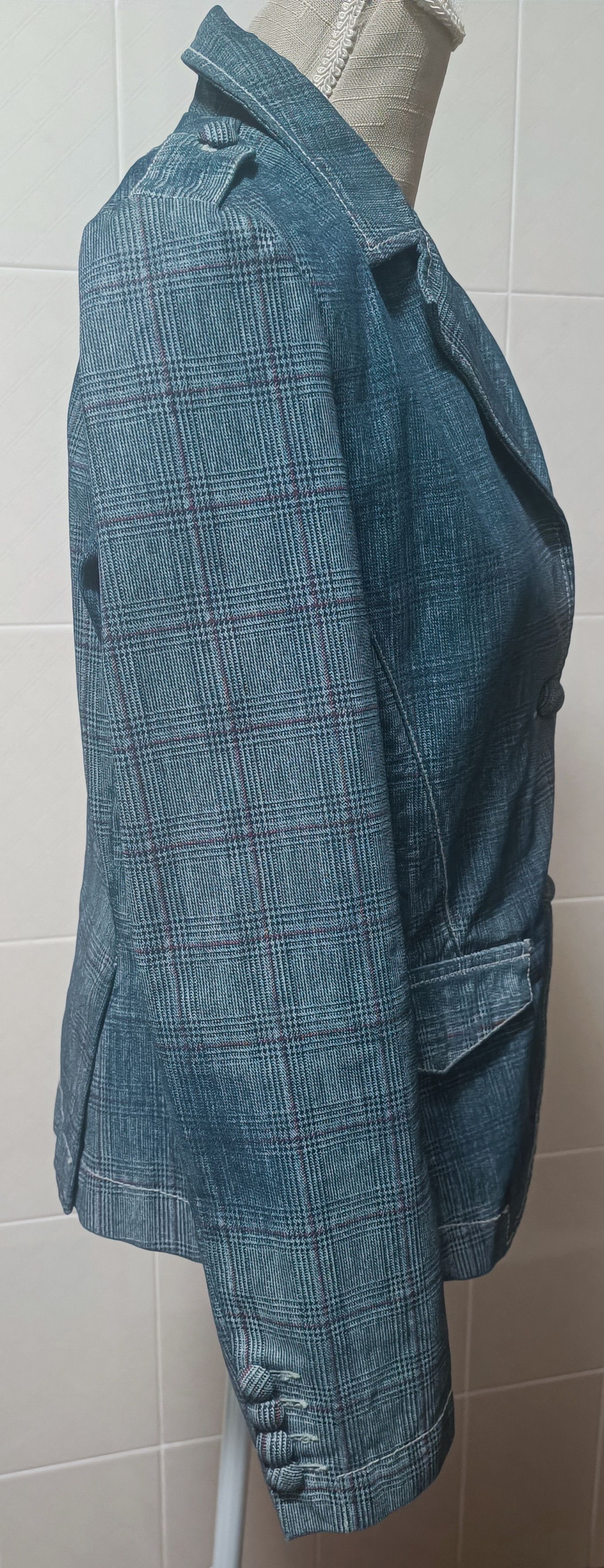 Jean Paul Gaultier Blue denim jacket with tartan print Size L / US 10 / IT 46 - 12 Thumbnail
