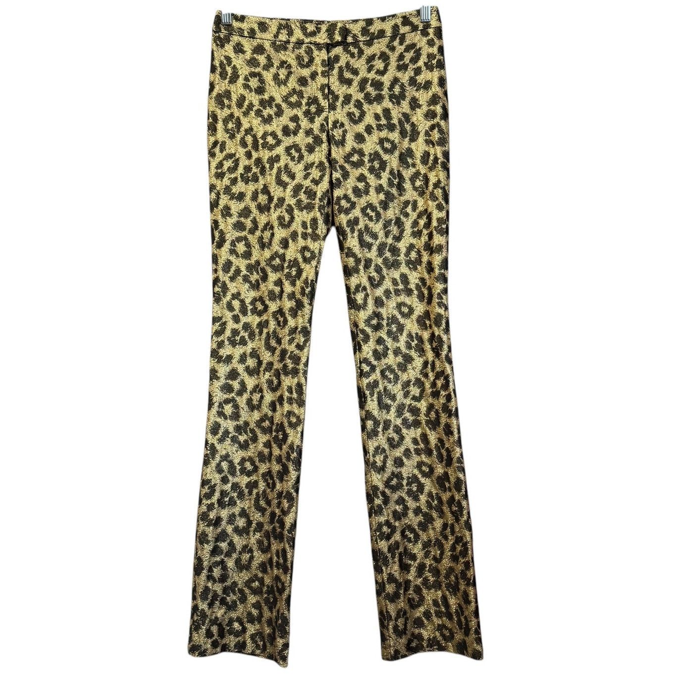 Nicole Miller Nicole Miller Gold Leopard Print Straight Leg Size 6 Size 28" / US 6 / IT 42 - 2 Thumbnail