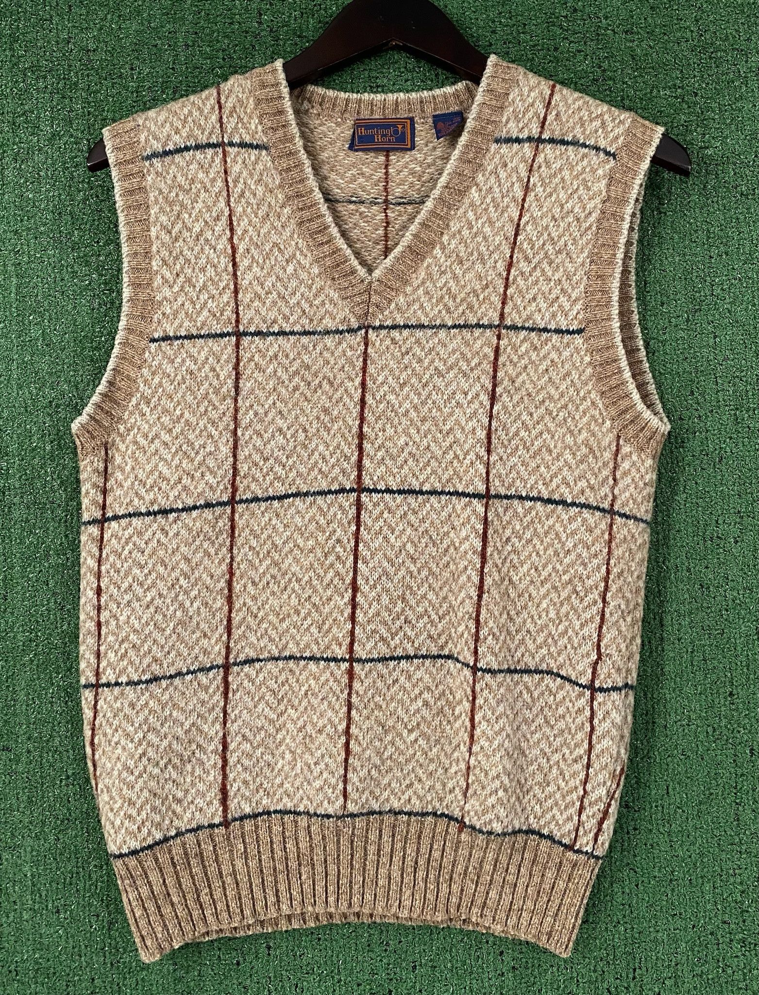 Vintage 90’s Hunting Horn 100% Wool Herringbone Sweater Vest XS Size US XS / EU 42 / 0 - 1 Thumbnail