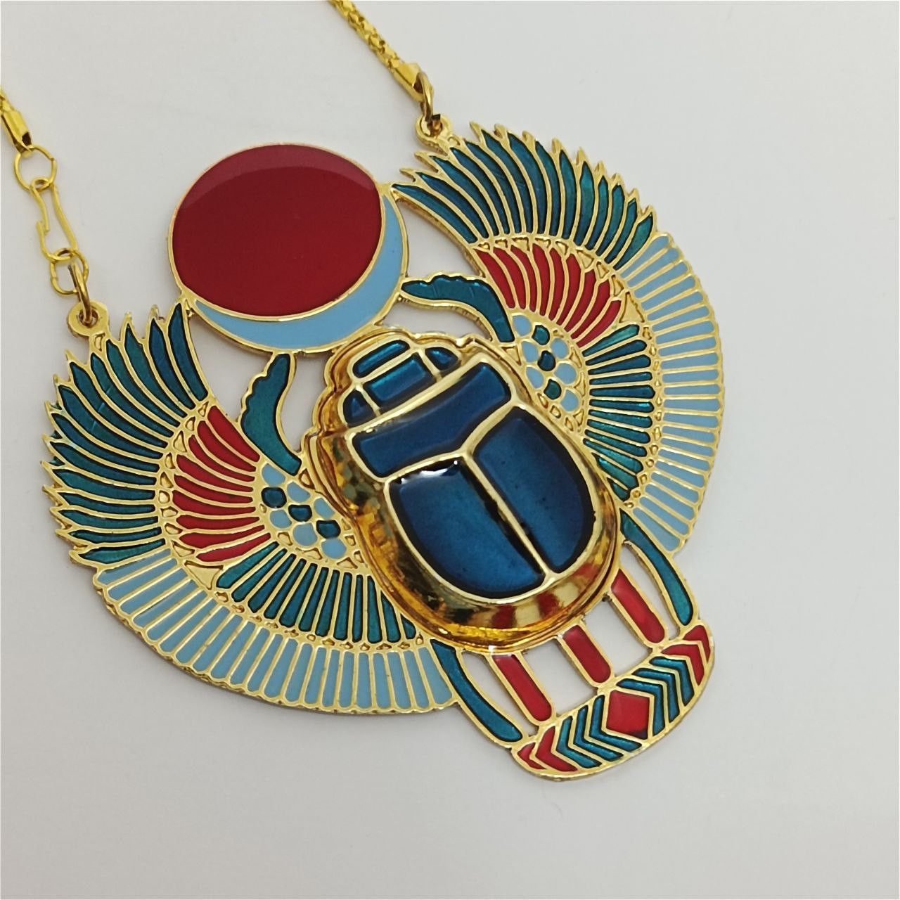 Other Handmade Egyptian scarab necklace with wings red sun disc Size ONE SIZE - 3 Thumbnail