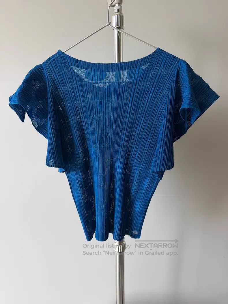 Issey Miyake Issey Miyake Polka Dot Ruched Top, Blue Size L / US 10 / IT 46 - 4 Thumbnail