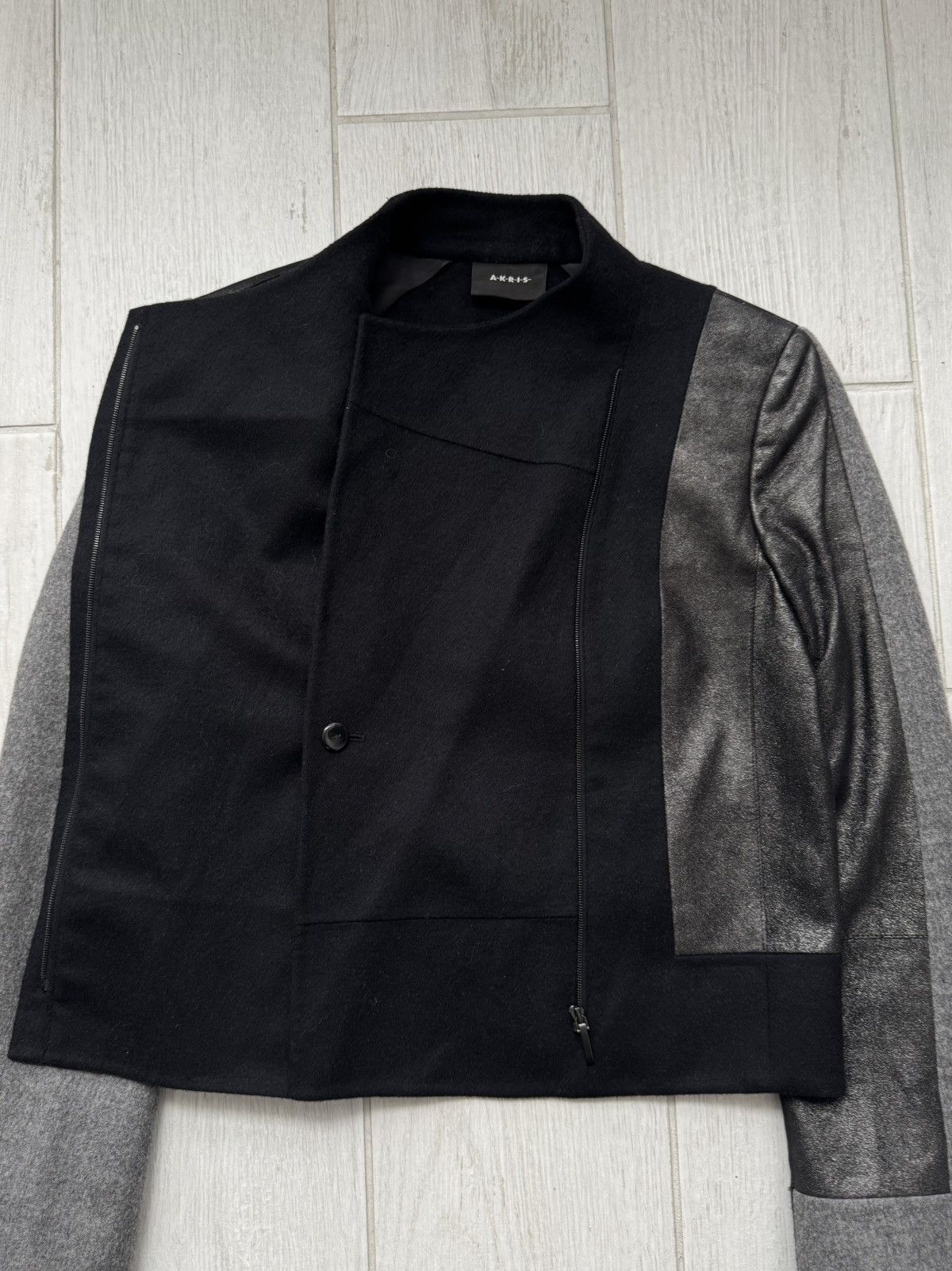 Akris Akris Asymmetric Mixed-Media Wool & Calf Leather Jacket Size M / US 6-8 / IT 42-44 - 12 Thumbnail