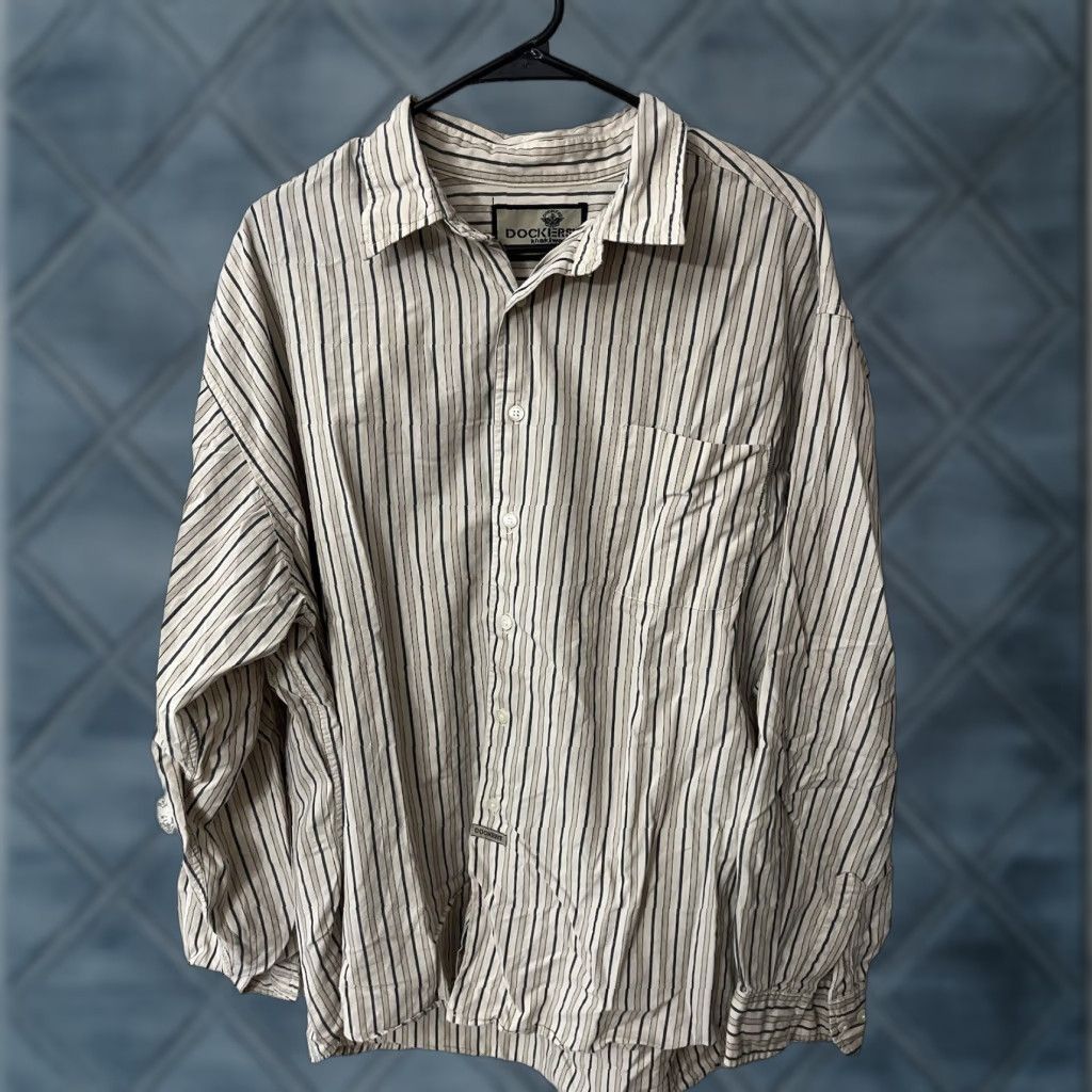 Dockers DOCKERS Shirt Short Sleeve Button-Up Multicolor Striped Cotton XL Pocket Mens Size US XL / EU 56 / 4 - 1 Thumbnail