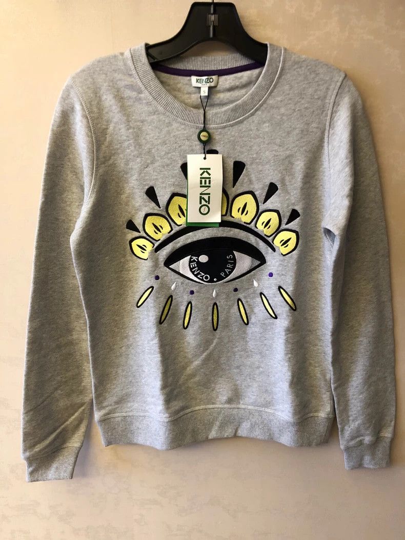 Kenzo KENZO Gray embroidered big eyes hoodie Size S / US 4 / IT 40 - 2 Thumbnail