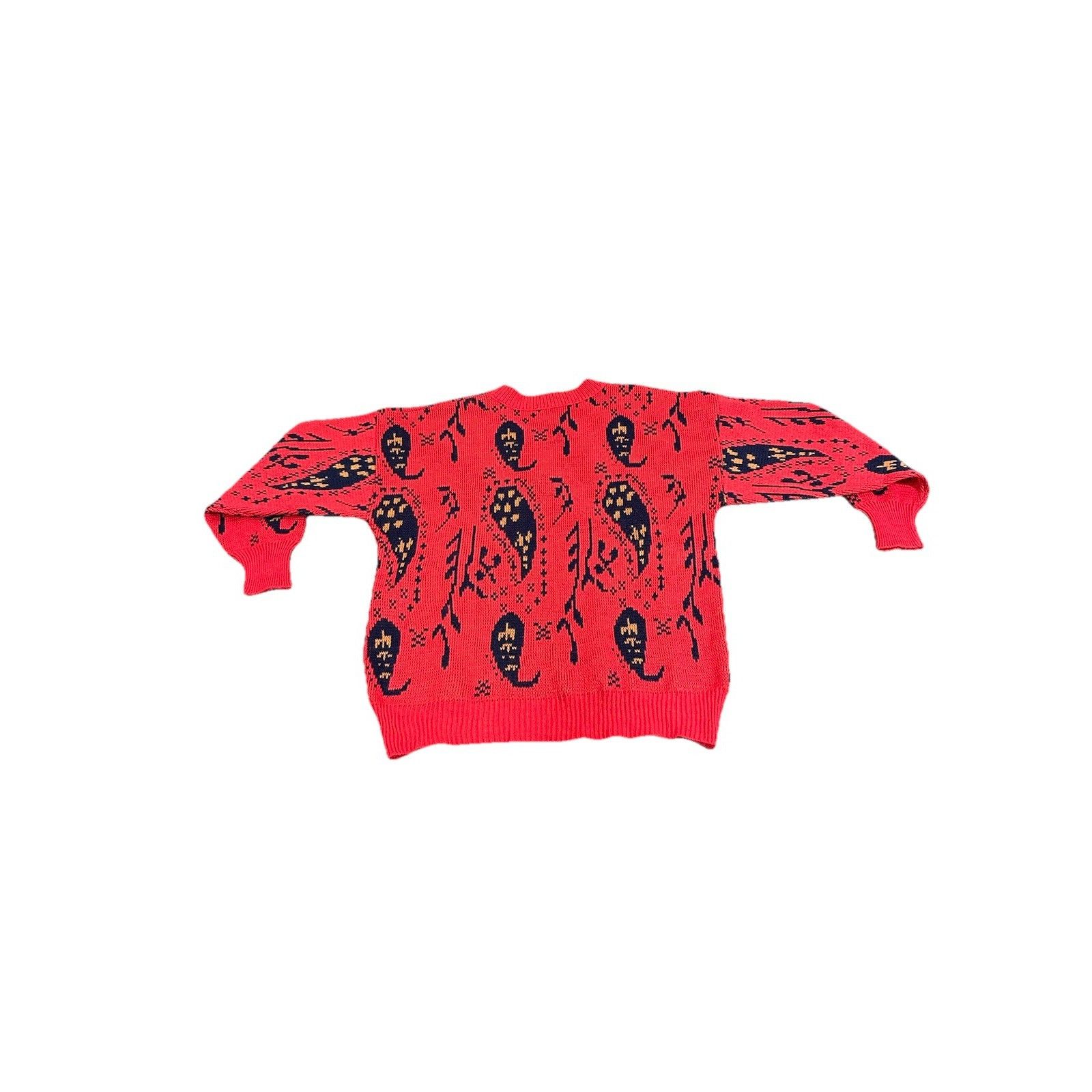 Vintage Vintage Red Paisley Knit Sweater Cardigan 80s 90s Size US L / EU 52-54 / 3 - 3 Thumbnail