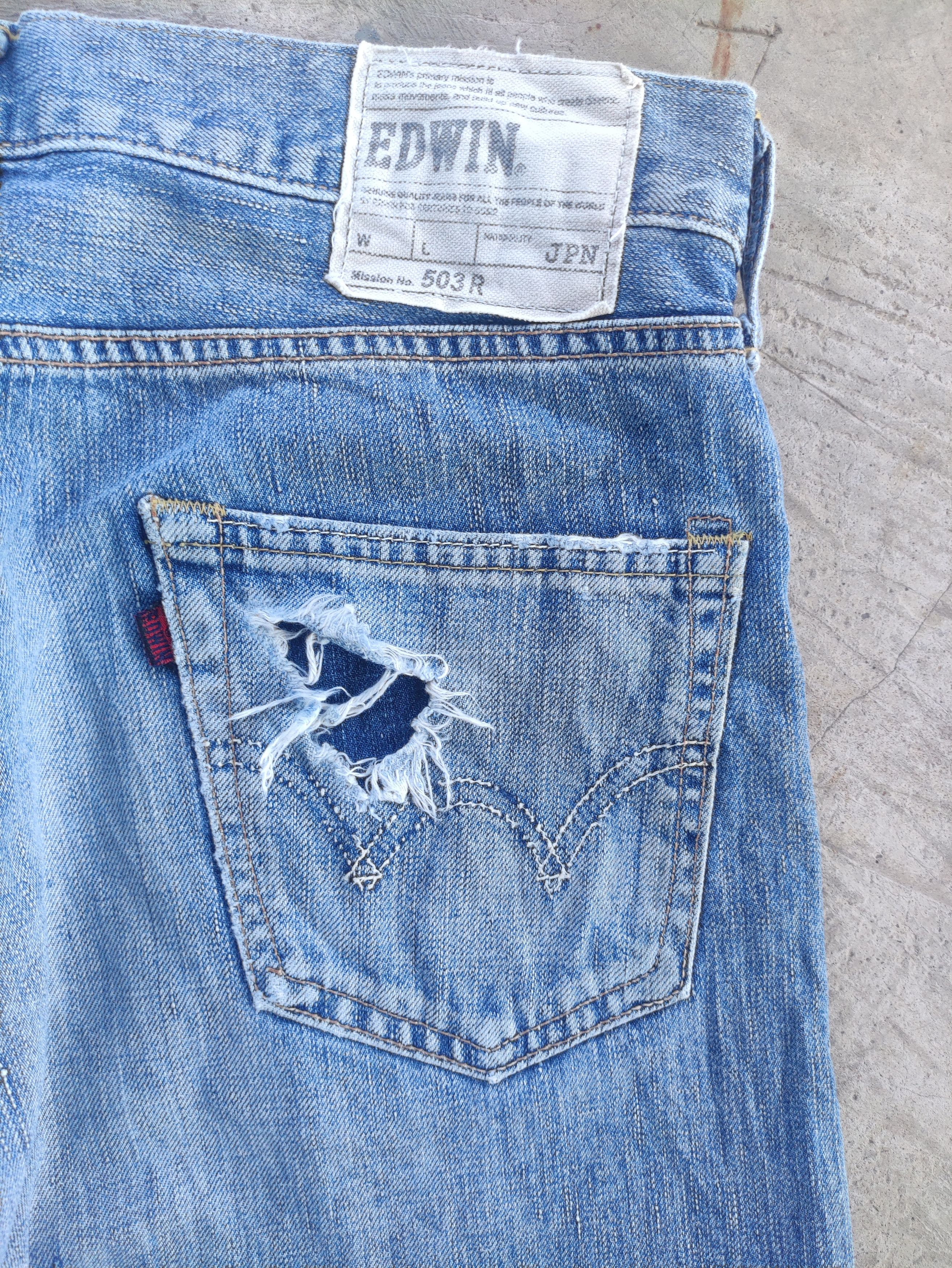 Edwin Vintage Edwin 503 Japan Distressed Faded Denim Jean Size US 34 / EU 50 - 13 Thumbnail
