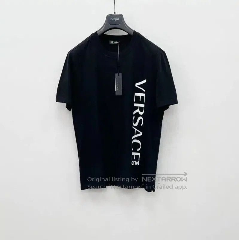Versace Black Cotton Printed Short Sleeve T-Shirt .