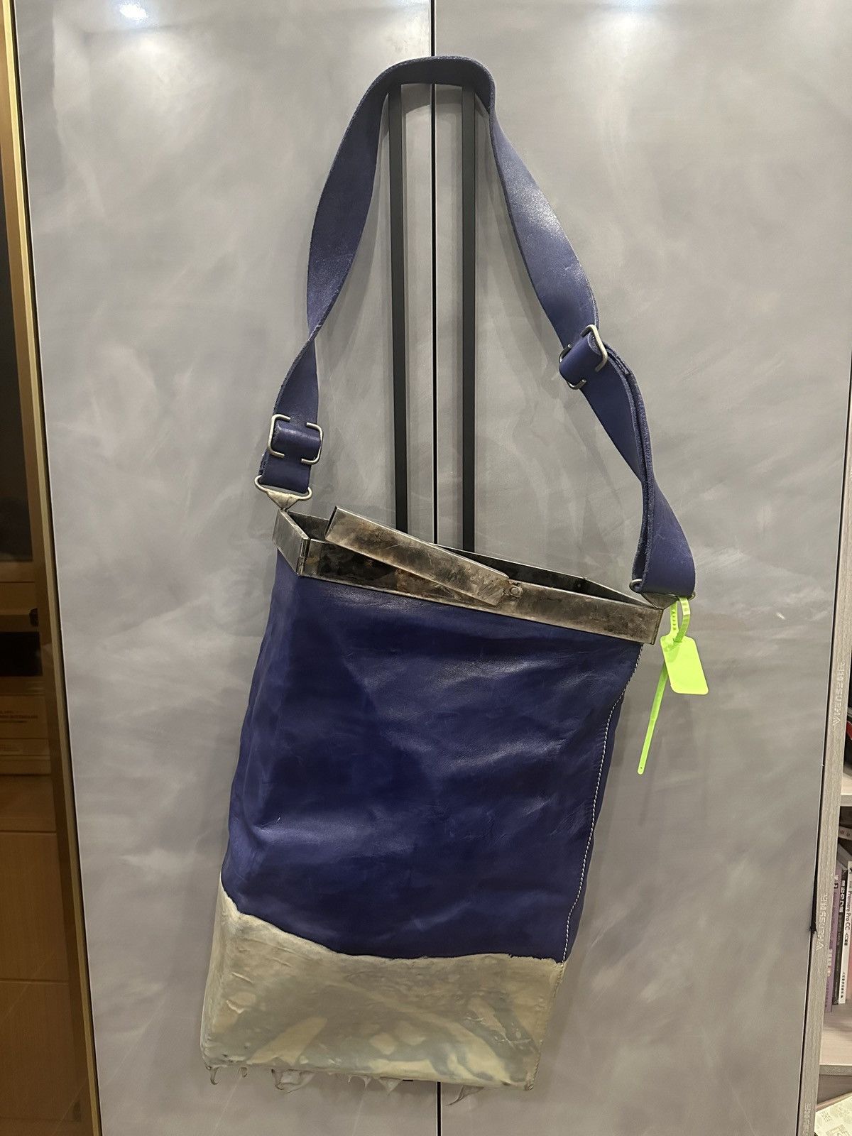 image of Carol Christian Poell Leather Drip Bag in Purple, Men's