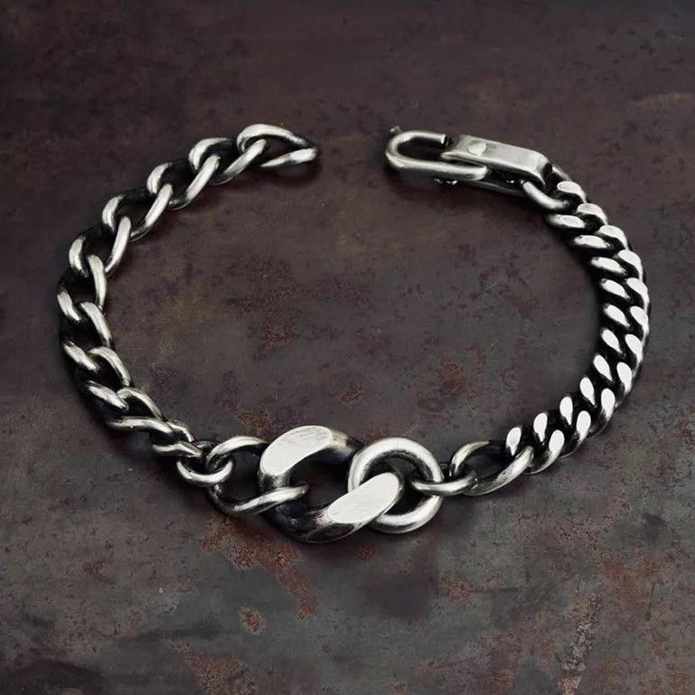 Werkstatt Munchen Werkstatt Munchen M2528 Silver Heavy Scratch Mixed Chain Size ONE SIZE - 5 Thumbnail