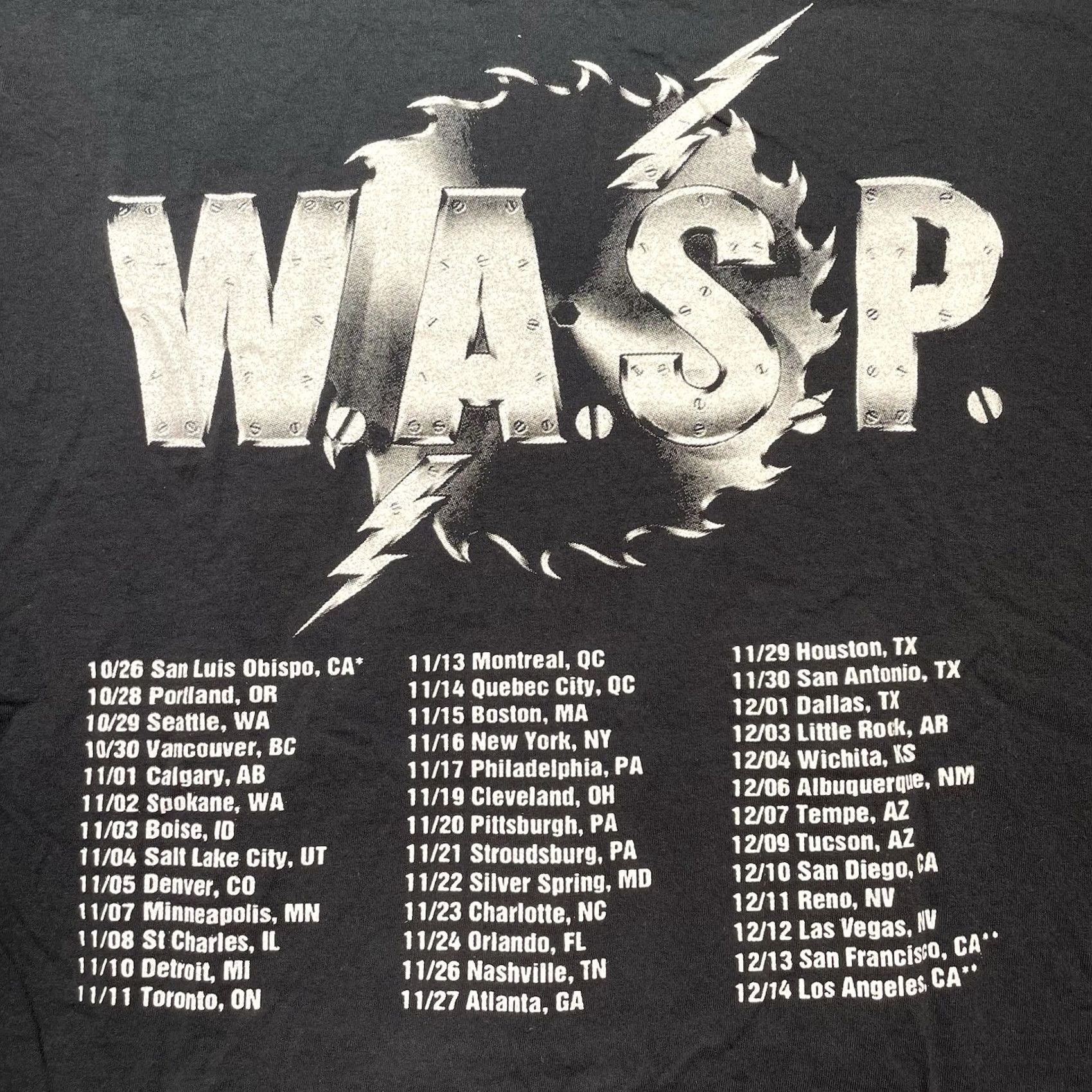 Vintage W.A.S.P. Tour 2024 tee Two Sided T-Shirt Men L Hair Metal Los Angeles Concert Shirt Mens Black Size US L / EU 52-54 / 3 - 6 Thumbnail