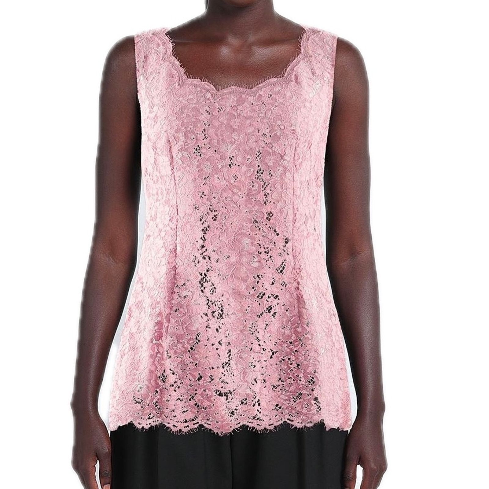 Dolce & Gabbana Dolce & Gabbana Pink Lace Sleeveless Tank Top Blouse IT 42 M Size M / US 6-8 / IT 42-44 - 2 Thumbnail