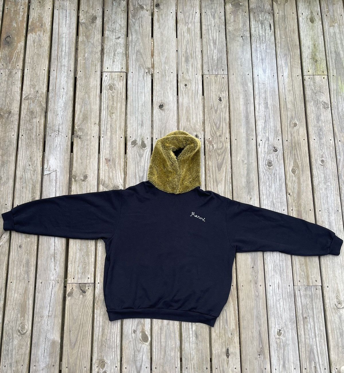 image of Marni Fur Hoodie in Black, Men's (Size Medium)