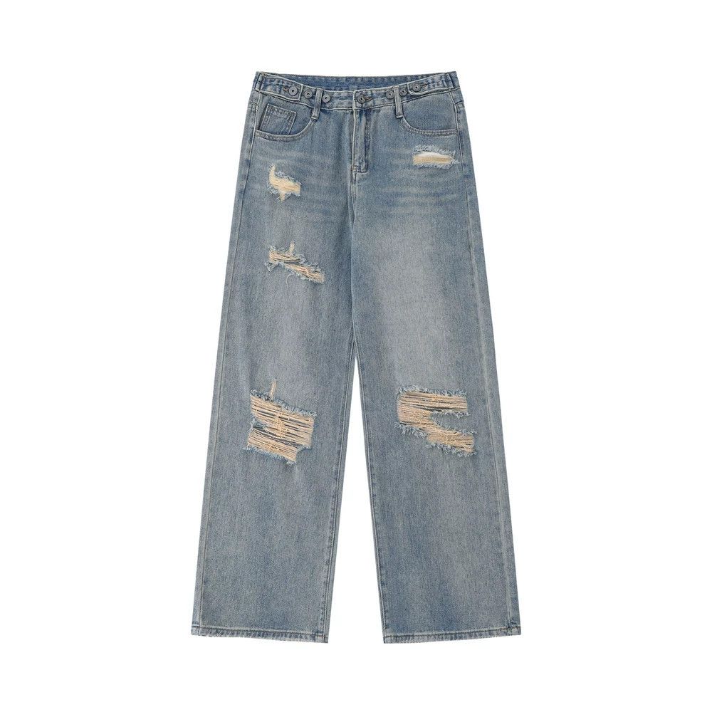 Vintage Men's street loose straight casual ripped washed jeans Size US 32 / EU 48 - 1 Thumbnail