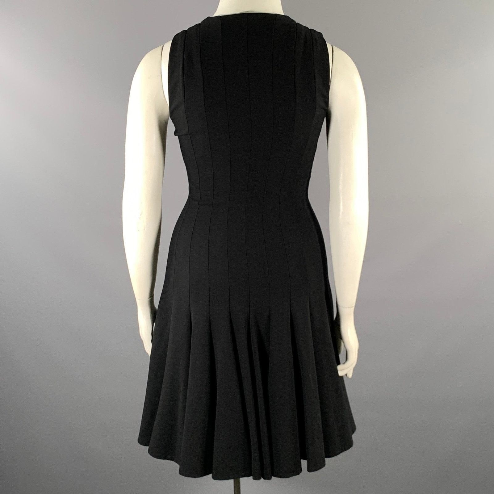 Akris AKRIS Size 8 Black Wool A-Line Knee-Length Cocktail Dress Size M / US 6-8 / IT 42-44 - 4 Thumbnail