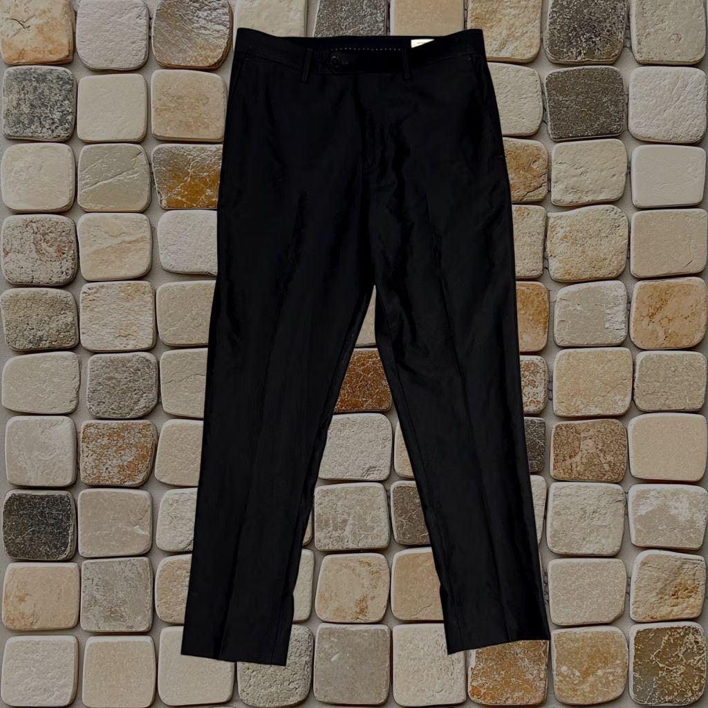 Banana Republic Dress Pants Mens 31 Black Tailored Slim Hopsack Wool Trousers, Men's