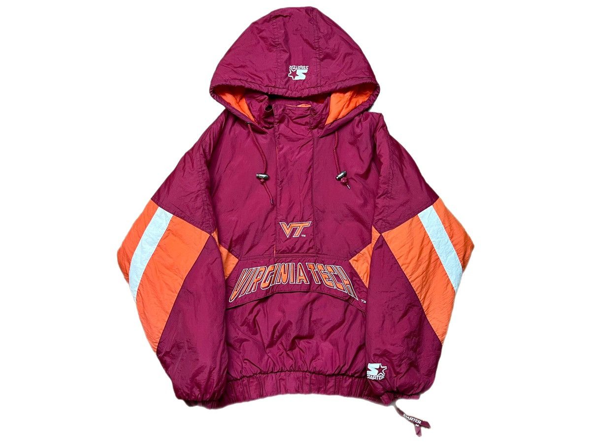 image of NCAA x Starter Vintage Virginia Tech Hokies Starter Pullover Puffer Jacket in Burgundy Orange (Size