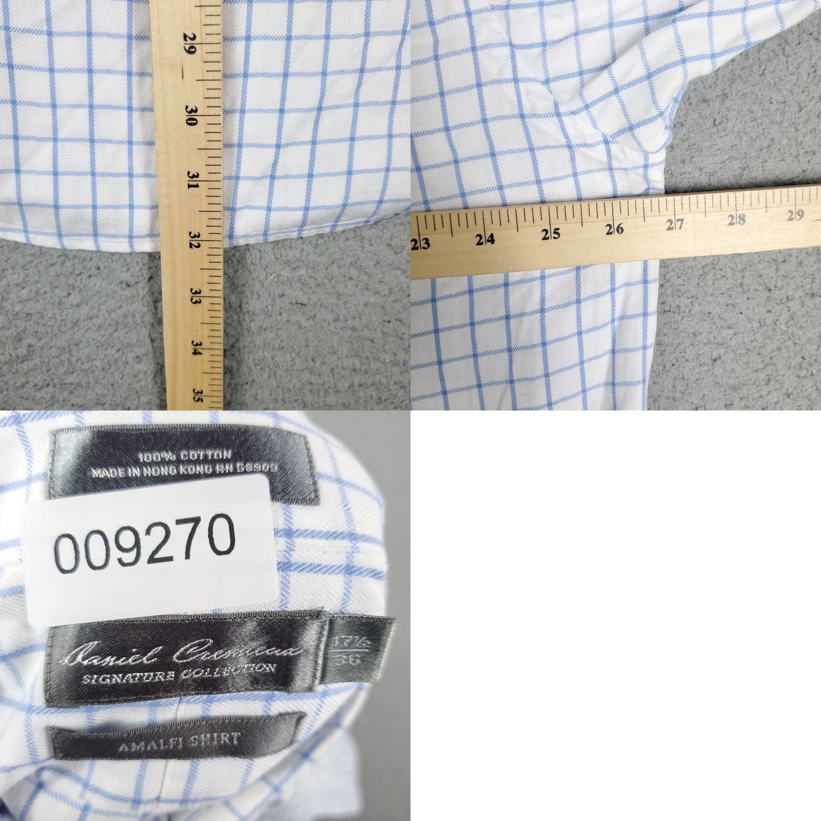Cremieux VINTAGE Daniel Cremieux Shirt Blue Check Button-Up 17.5 Regular Adult Medium Blue 90s Concert Home Office Mens Size US XL / EU 56 / 4 - 8 Thumbnail
