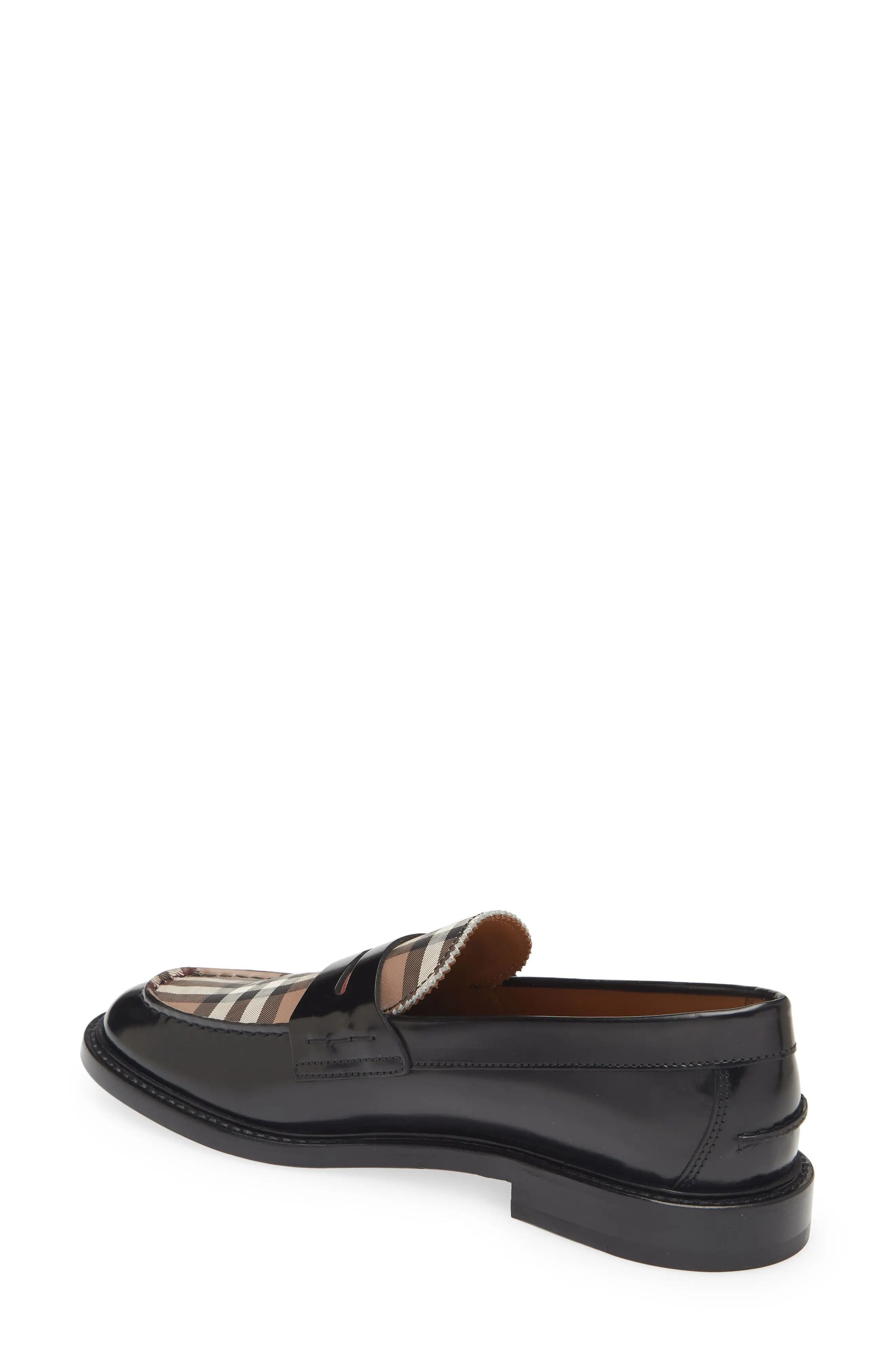 Burberry o1w1db10824 Croftwood Check Leather Penny Loafer in Black Size US 7 / EU 40 - 2 Thumbnail
