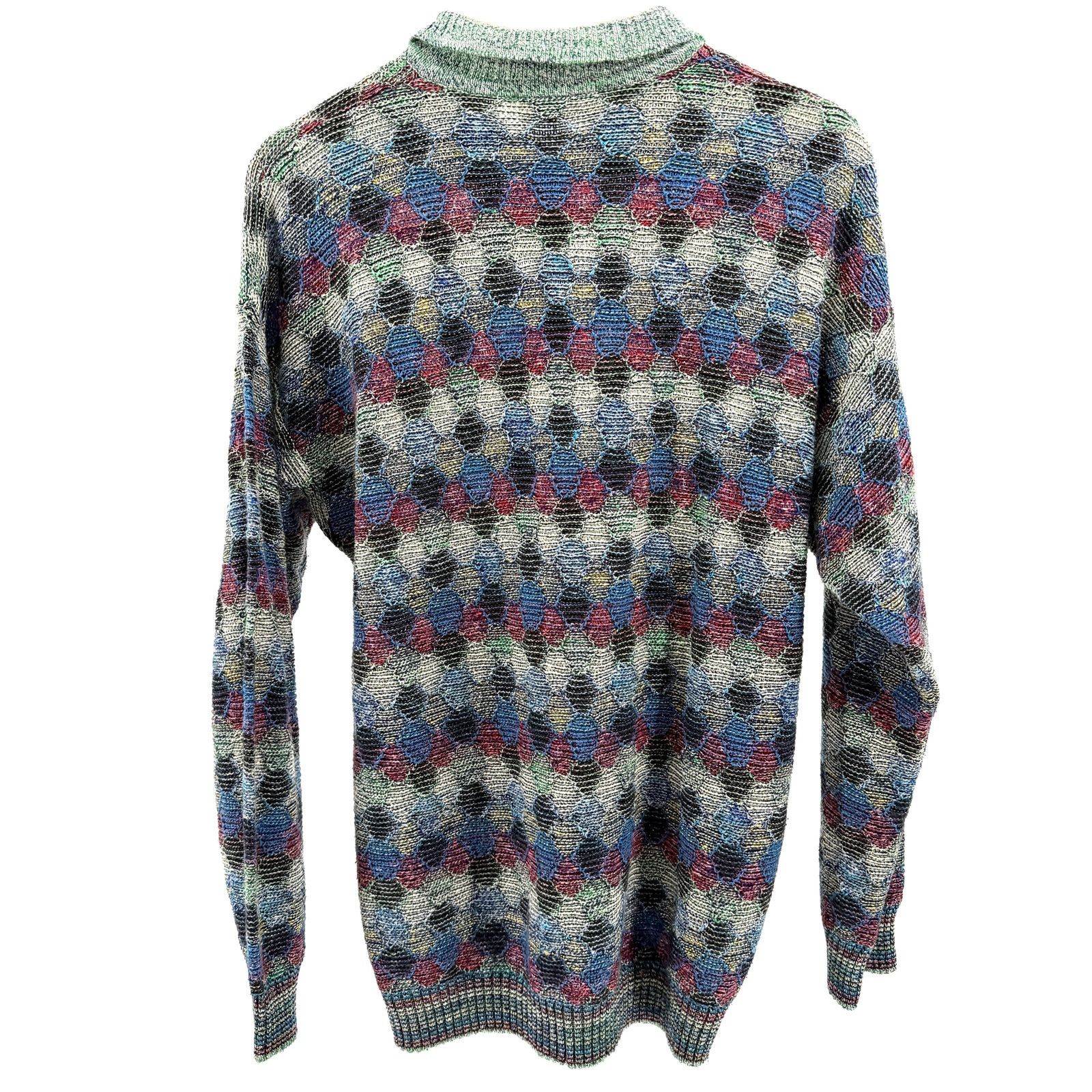 Vintage Vintage 90s Marcazzani Multi Geometric Textured Polo Sweater Size US M / EU 48-50 / 2 - 5 Thumbnail