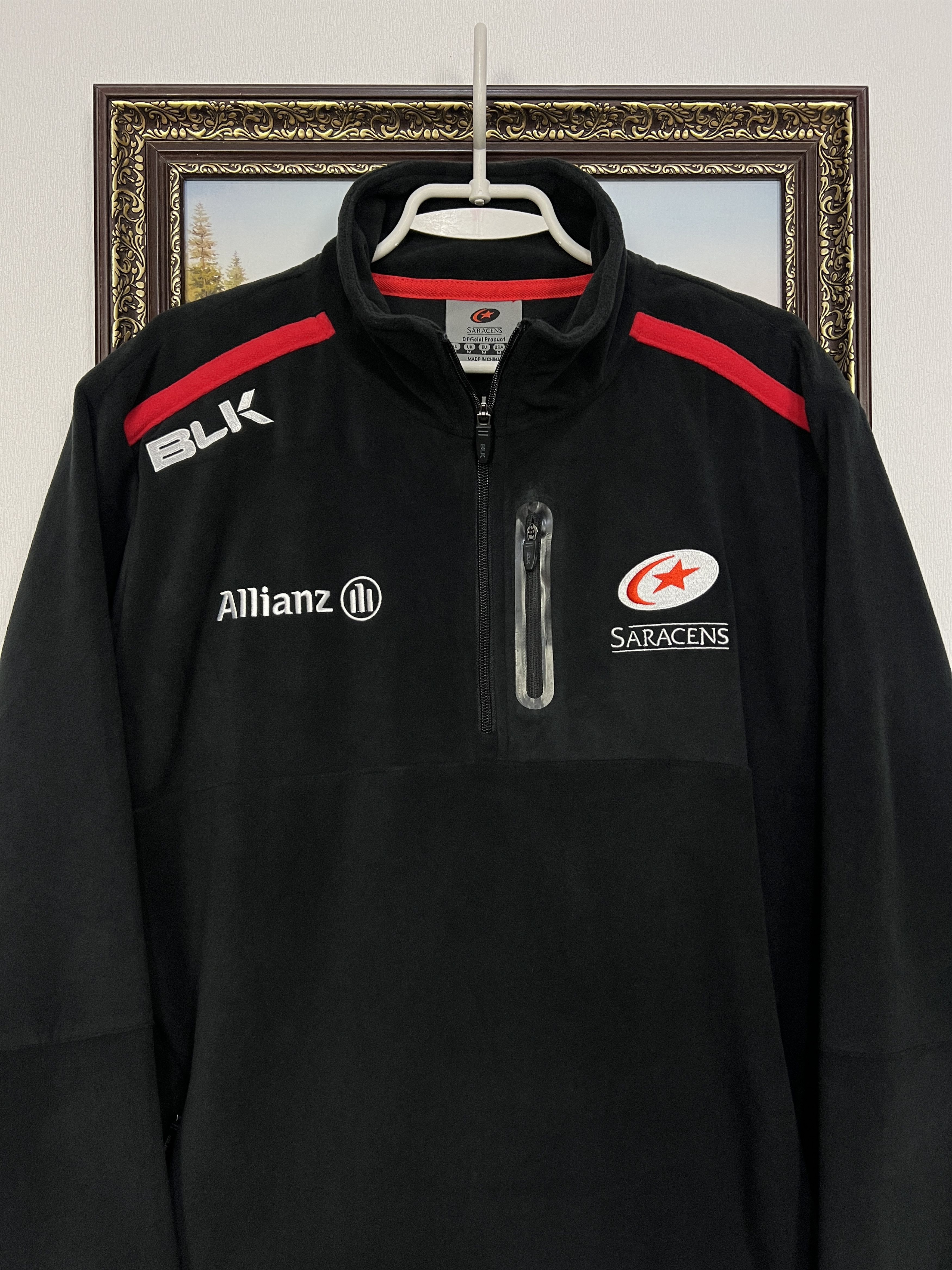 Vintage BLK Saracens Rugby Union Fleece Jacket Track Top Rare Hype Size US M / EU 48-50 / 2 - 2 Thumbnail