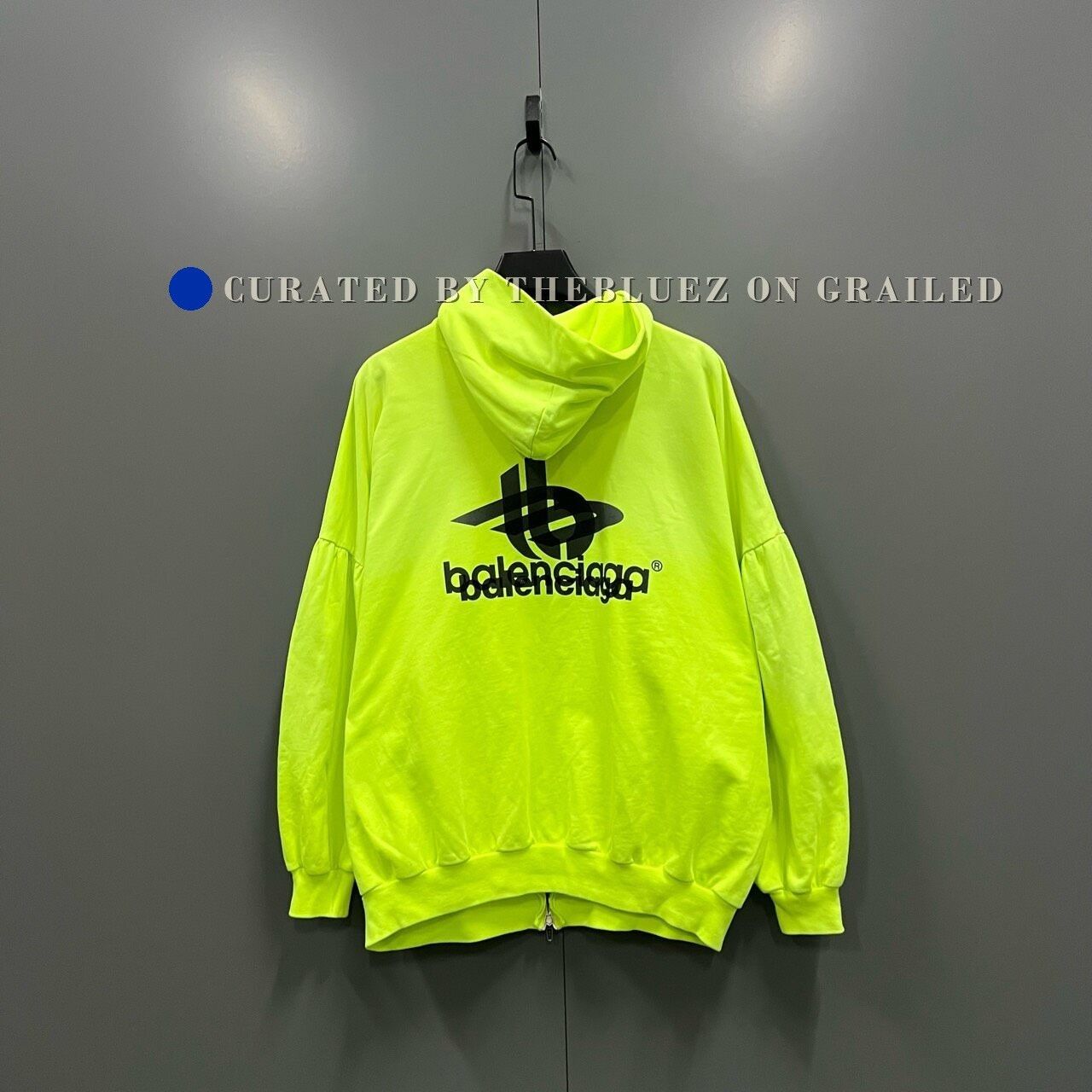 Balenciaga Balenciaga Neon Yellow Logo Printed Zip Hoodie | Grailed