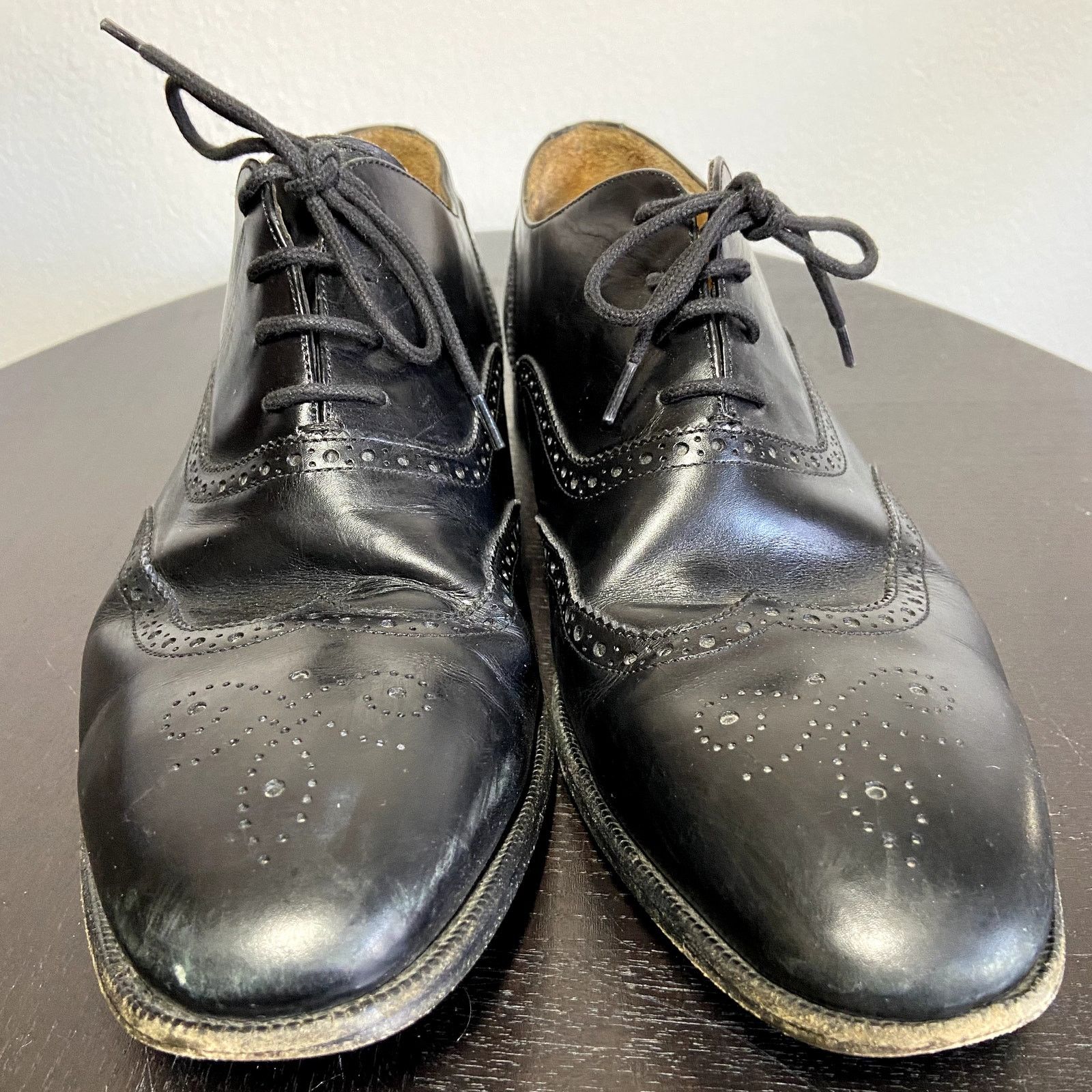 Jack Erwin Black Leather Adam Wingtip Derby Shoes Jack Erwin Leather Oxford Brogues Wingtip Dress Shoes Black 12.5 main image 3