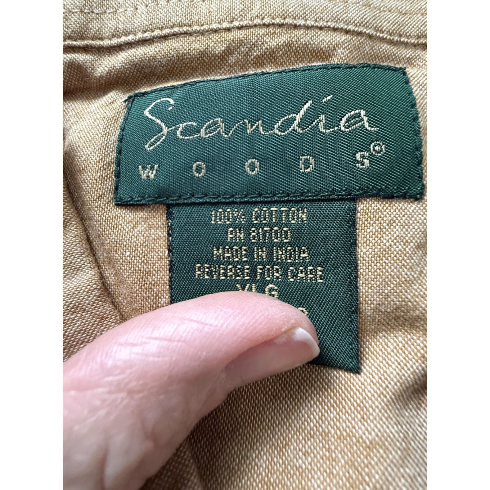 Vintage Scandia Woods Shirt Mens XL Beige 100% Cotton Button-Down Long Sleeve Casual Size US XL / EU 56 / 4 - 6 Thumbnail
