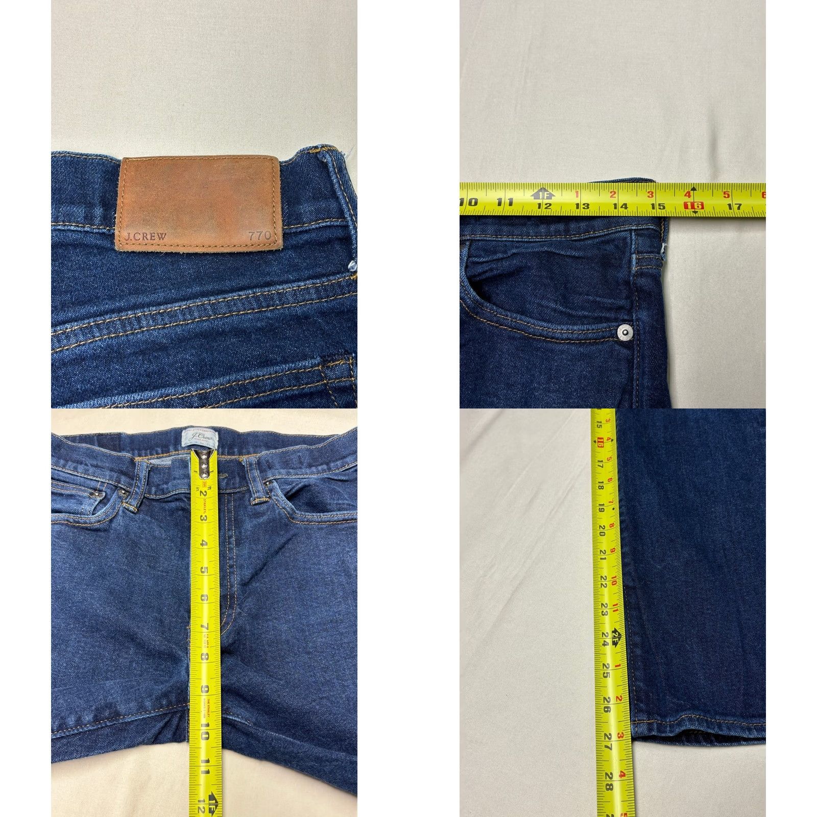 J.Crew J.Crew 770 Straight Jeans Mens 30x27 Dark Wash Denim 5-Pocket Leather Patch Button Zip Size US 30 / EU 46 - 8 Thumbnail