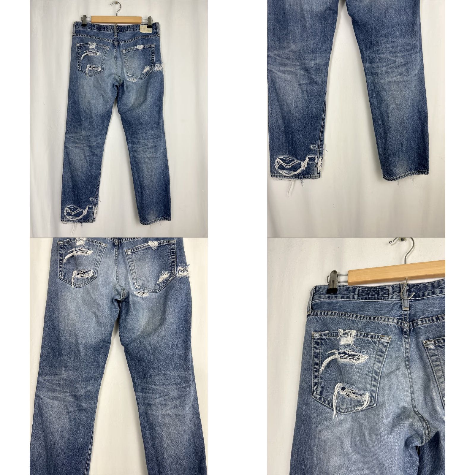 Vintage AG Adriano Goldschmied Jeans Women 27R Blue Distressed Boyfriend Slim Denim 5-Pocket Zipper Button Cotton Blend Logo Classic Western Vintage No Size 27" / US 4 / IT 40 - 8 Thumbnail